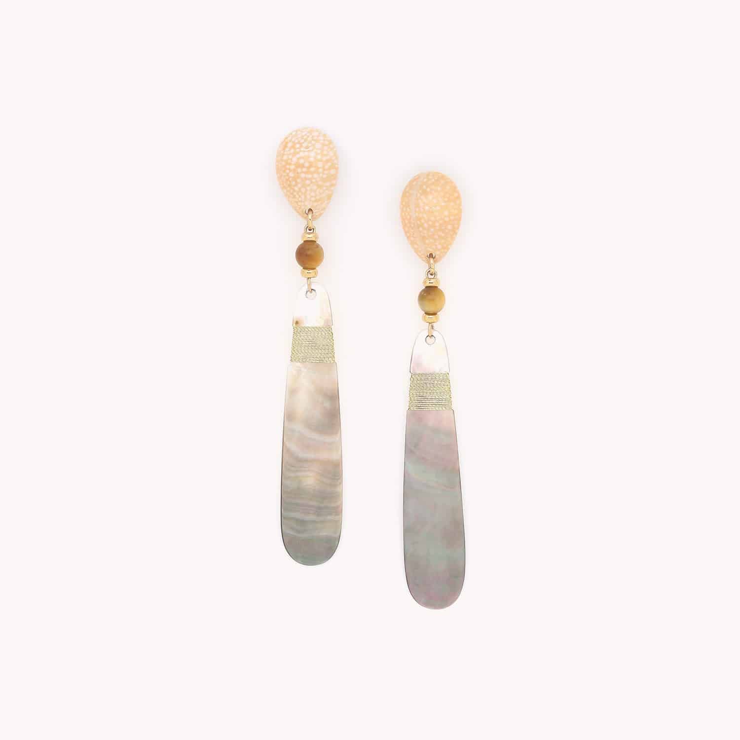 Boucles d'oreilles Alegria Beach nacre de Palawan laiton 12--90503 Nature Bijoux