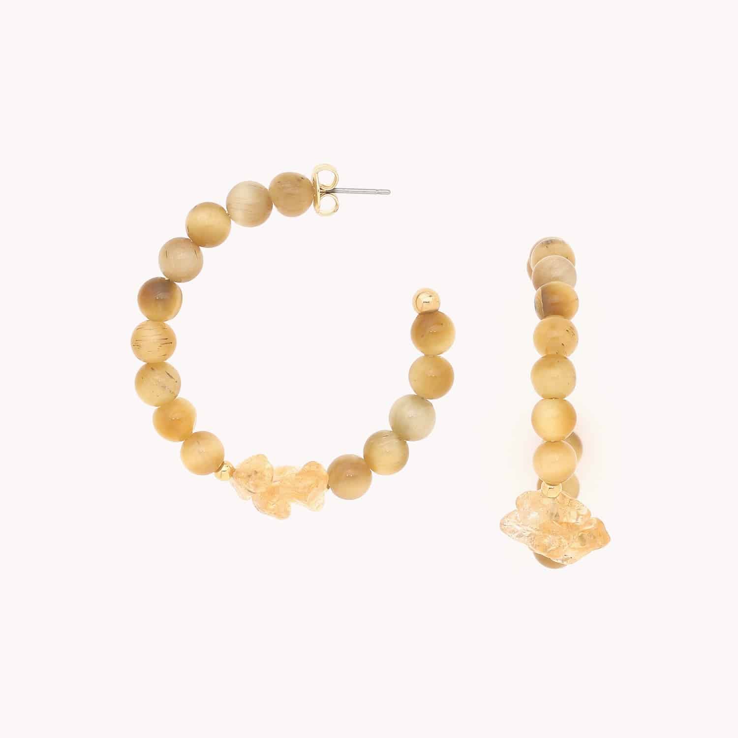 Boucles d'oreilles Alegria Beach laiton doré oeil de tigre 12--90505 Nature Bijoux
