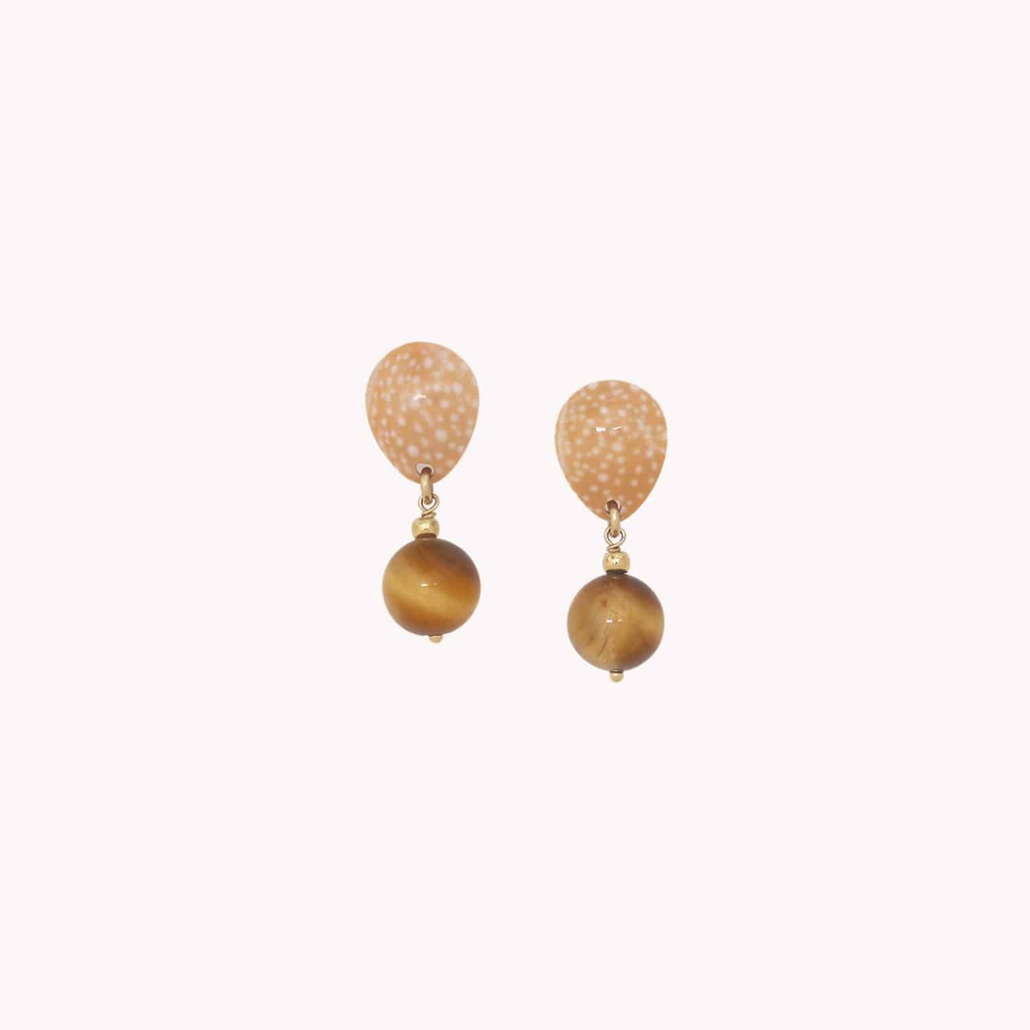 Boucles d'oreille Alegria Beach oeil de tigre laiton 12--90509 Nature Bijoux