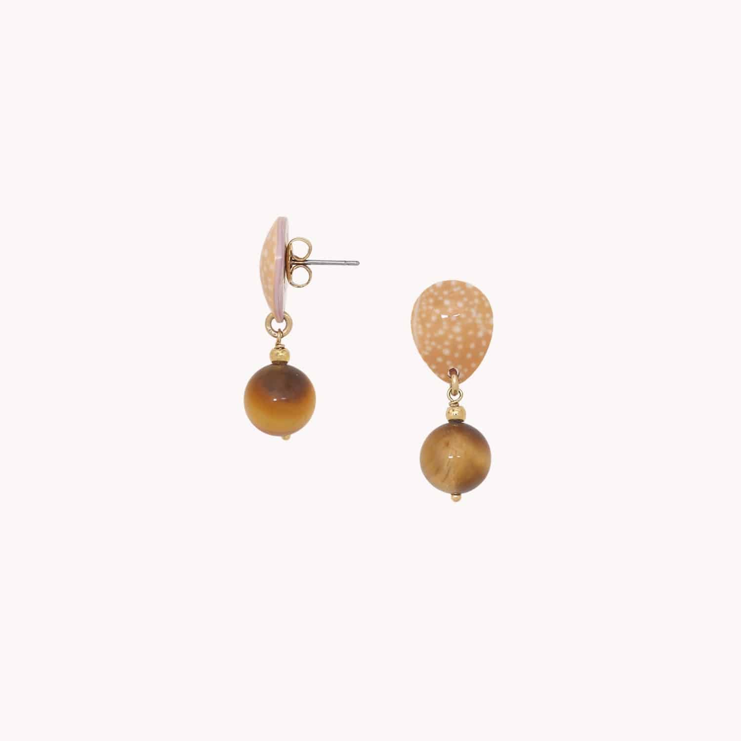 Détail œil de tigre boucles d'oreille 12--90509 Nature Bijoux