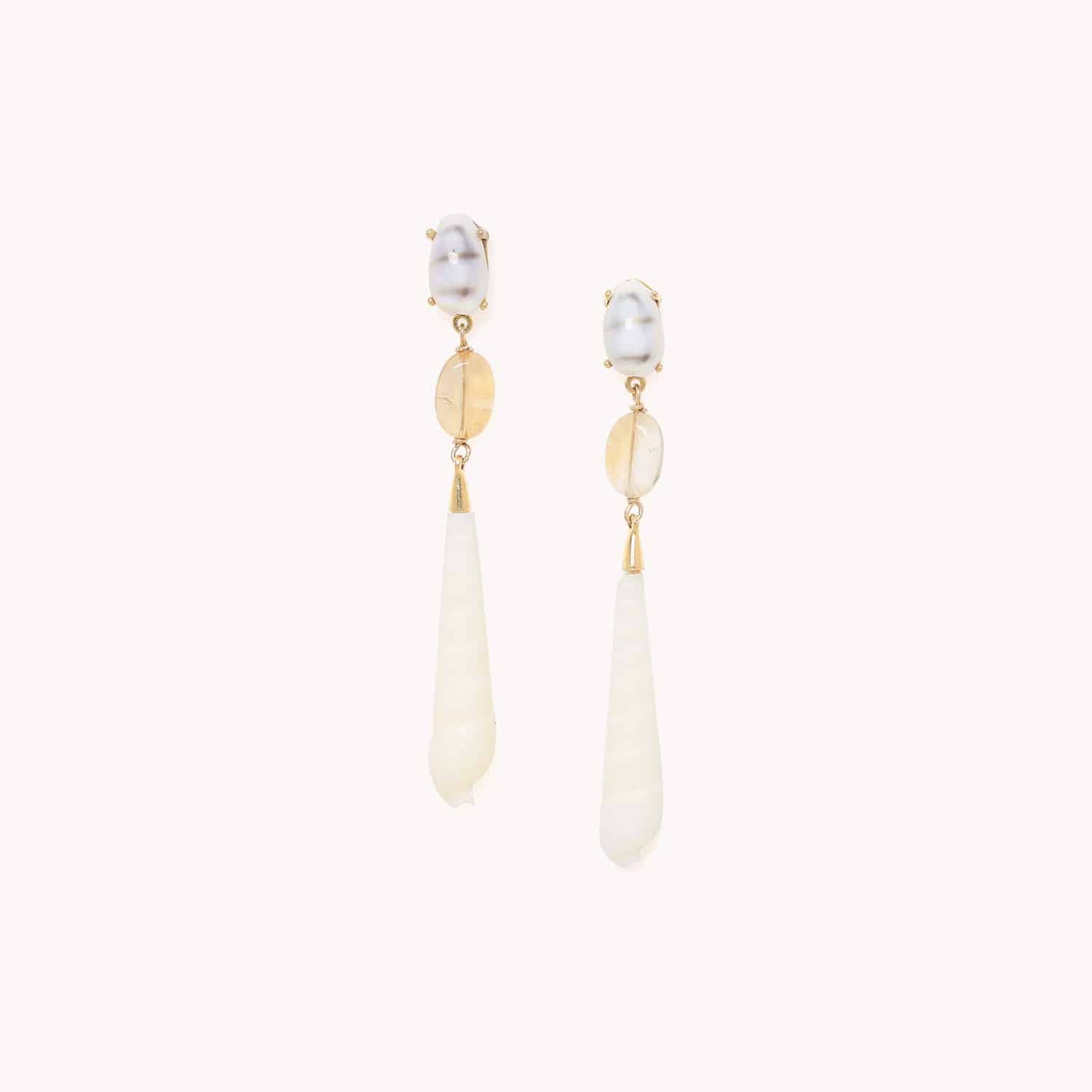 Boucles d'oreilles Nature Bijoux Alona citrine coquillage 12--90548