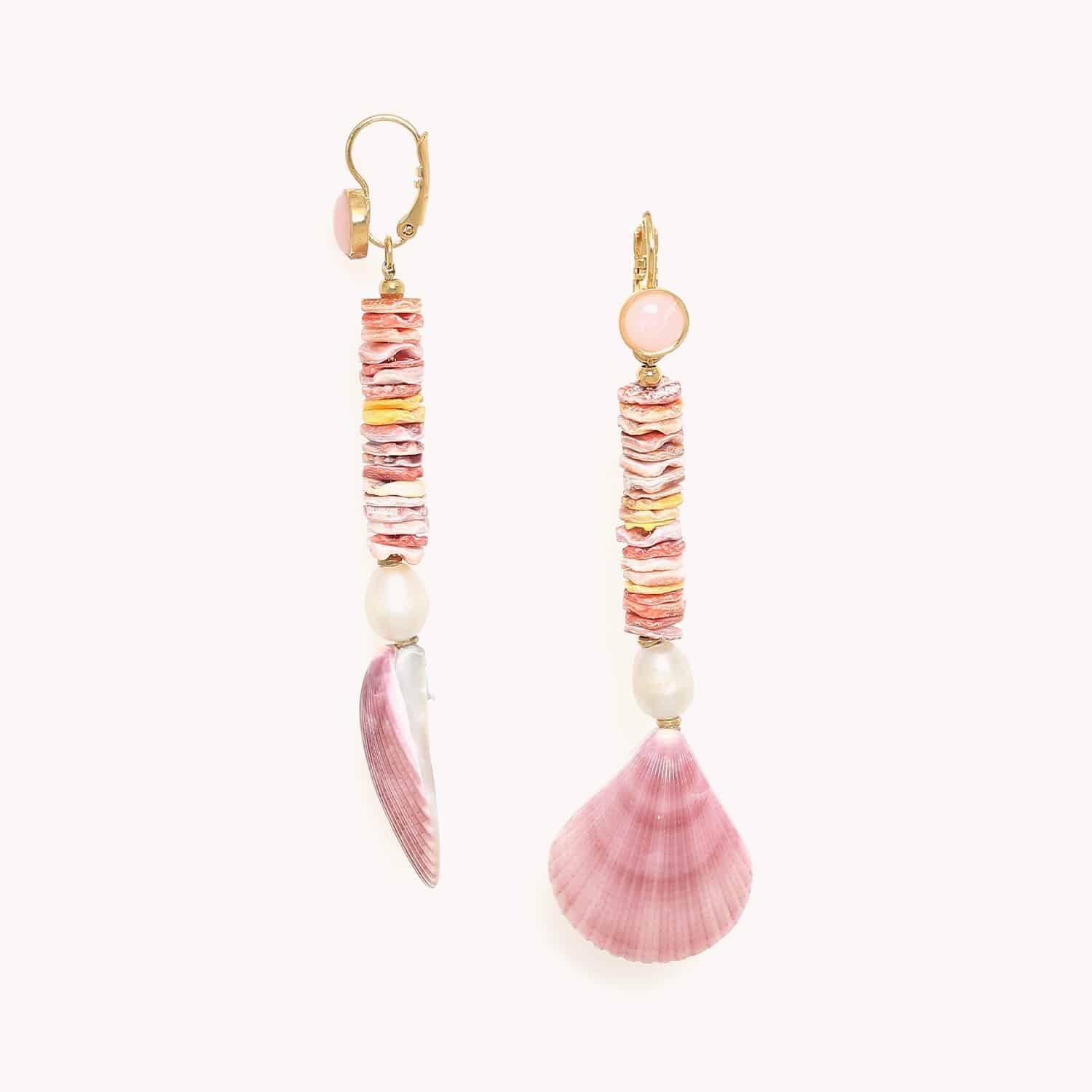 Boucles d'oreilles dormeuses longues détail perles 12--90562 Nature Bijoux