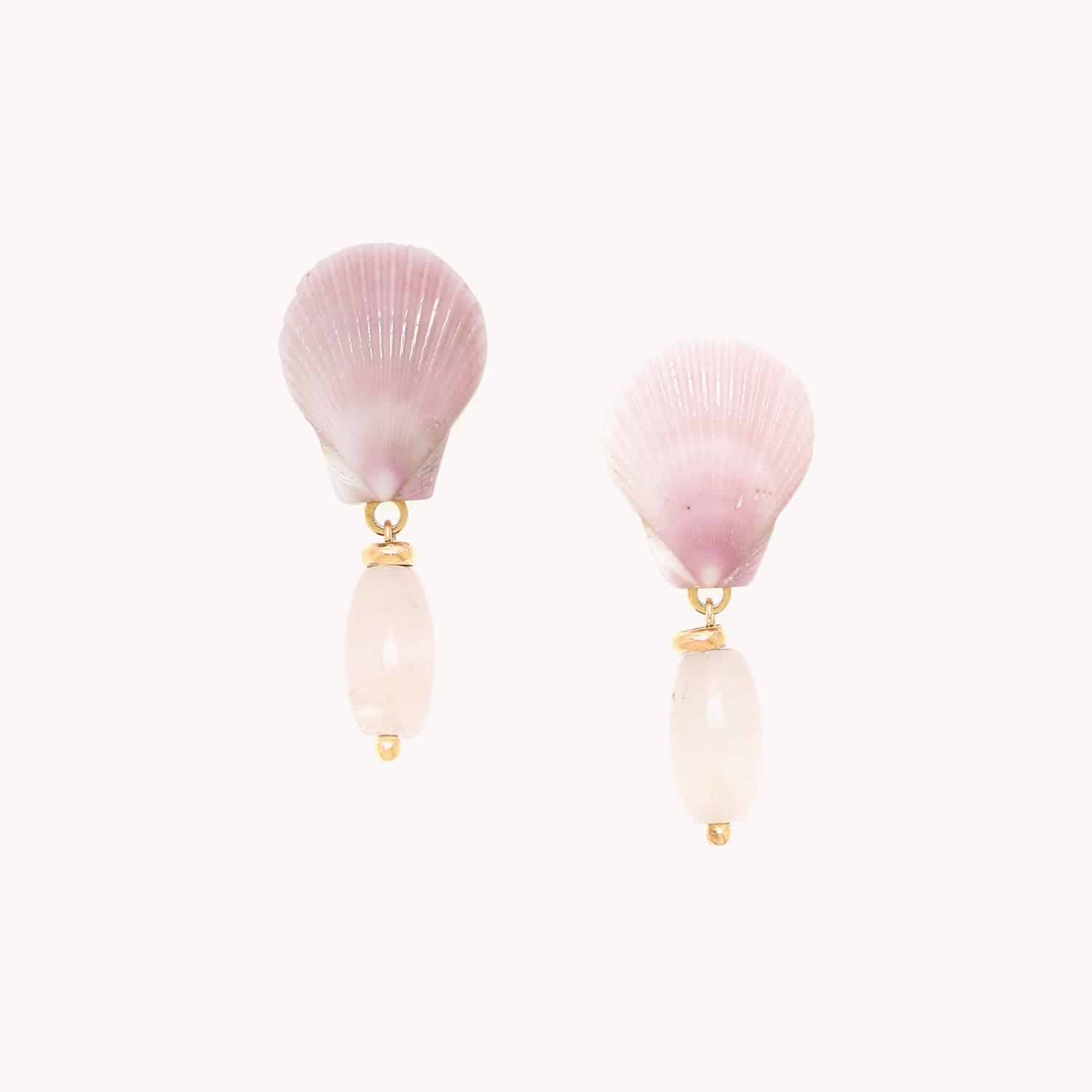 Boucles d'oreilles Spiaggia Rosa Laiton Quartz Rose 12--90563 Nature Bijoux