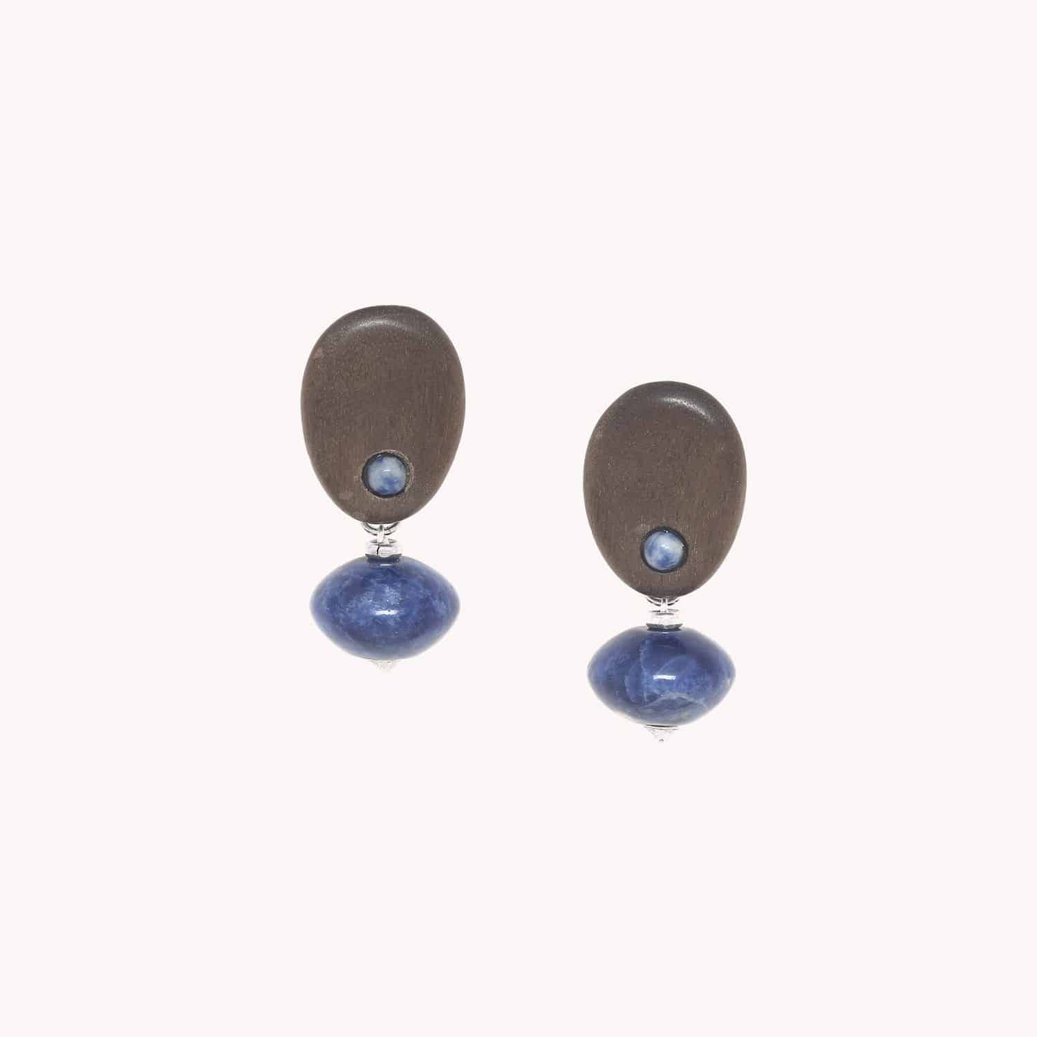 Boucles d'oreille Skala sodalite ébène gris 12--90572 Nature Bijoux
