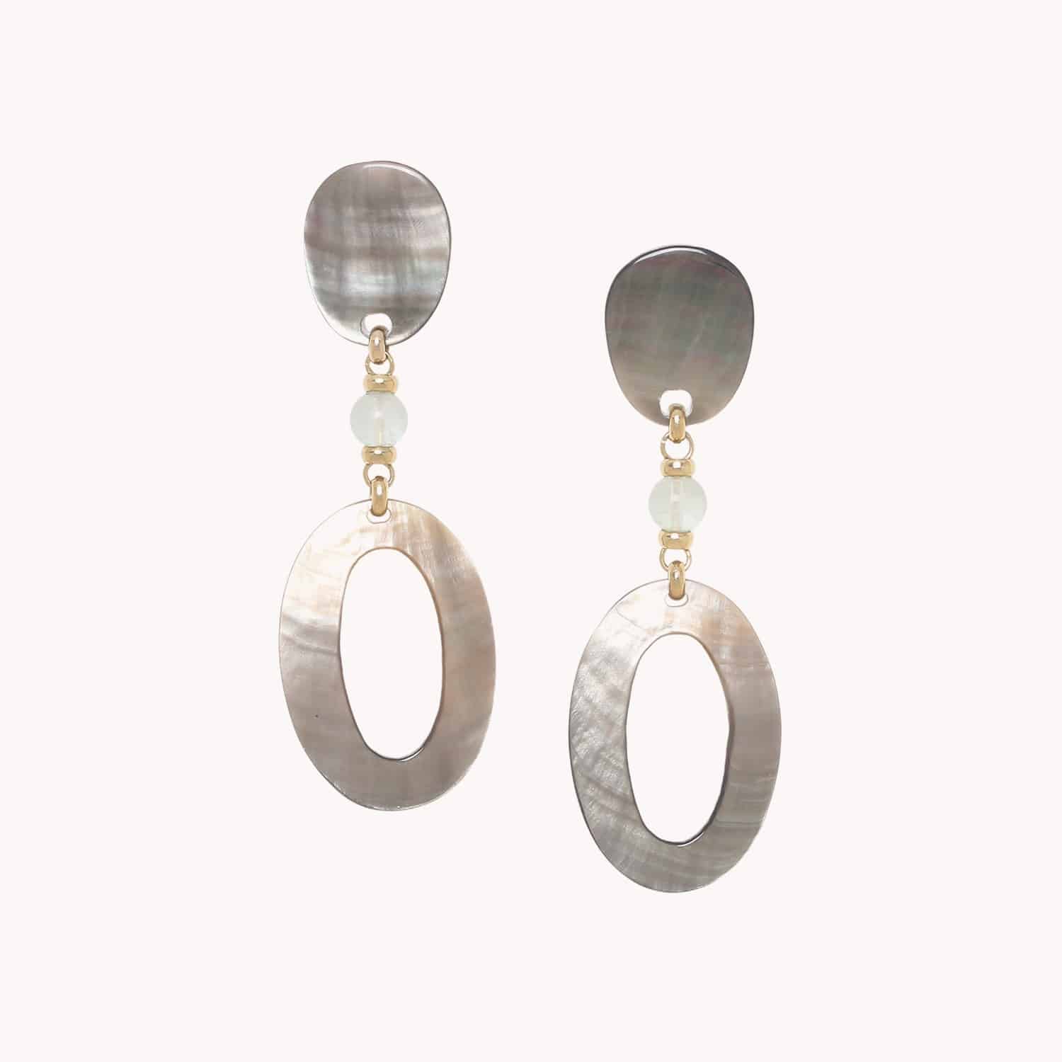 Boucles d'oreilles Nature Bijoux Fluorite fluorite nacre noire 12--90586
