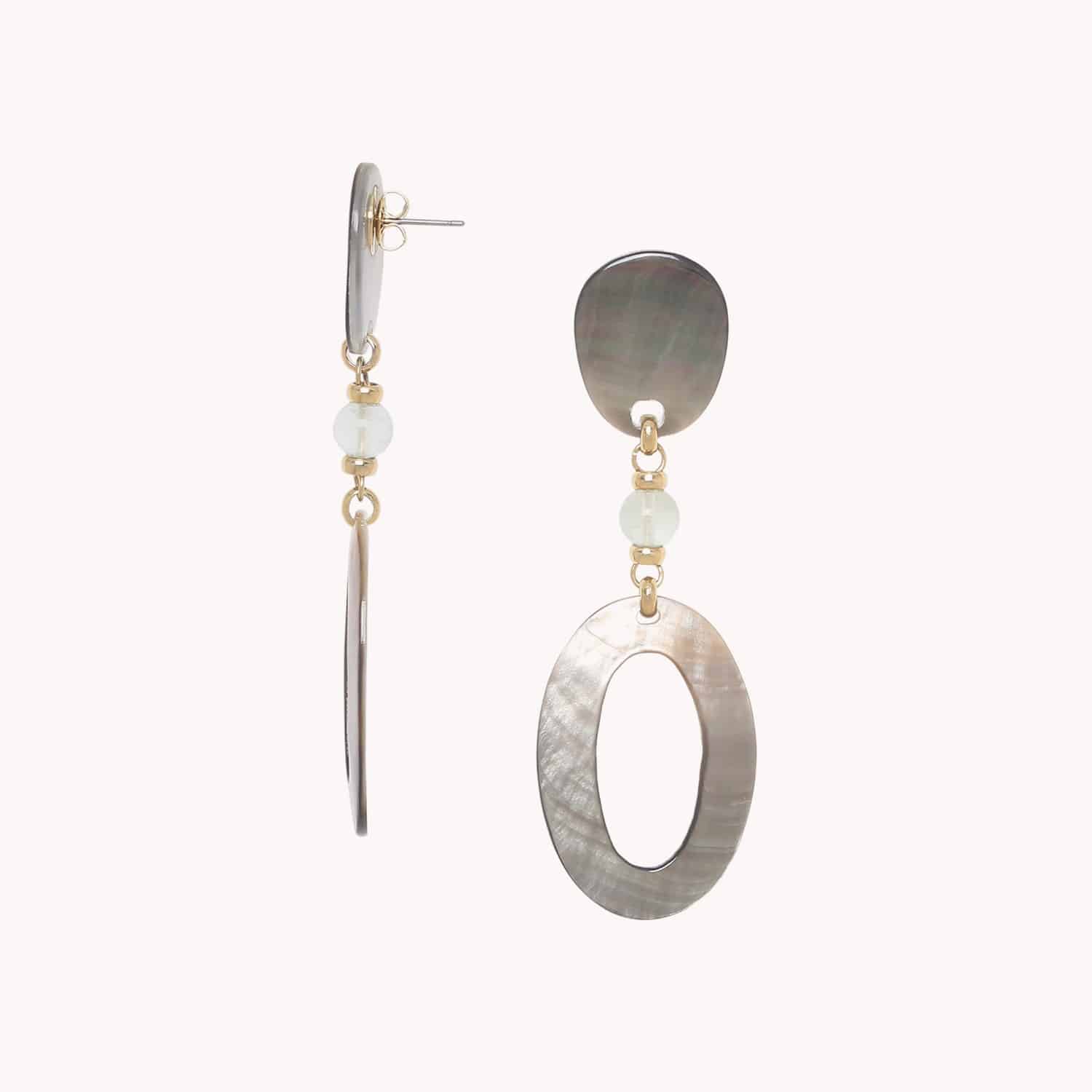 Détail poussoir et pendant anneau nacre noire 12--90586 Nature Bijoux