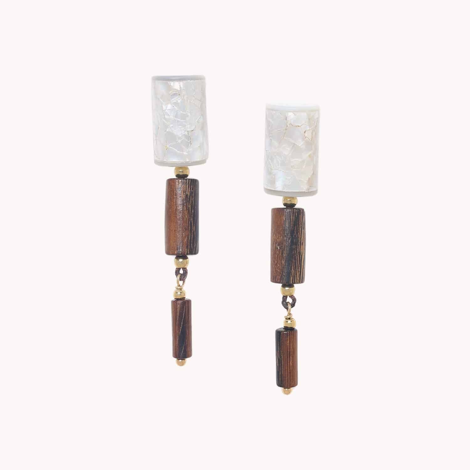 Boucles d'oreilles Nature Bijoux Okawa bois nacre 12--90593