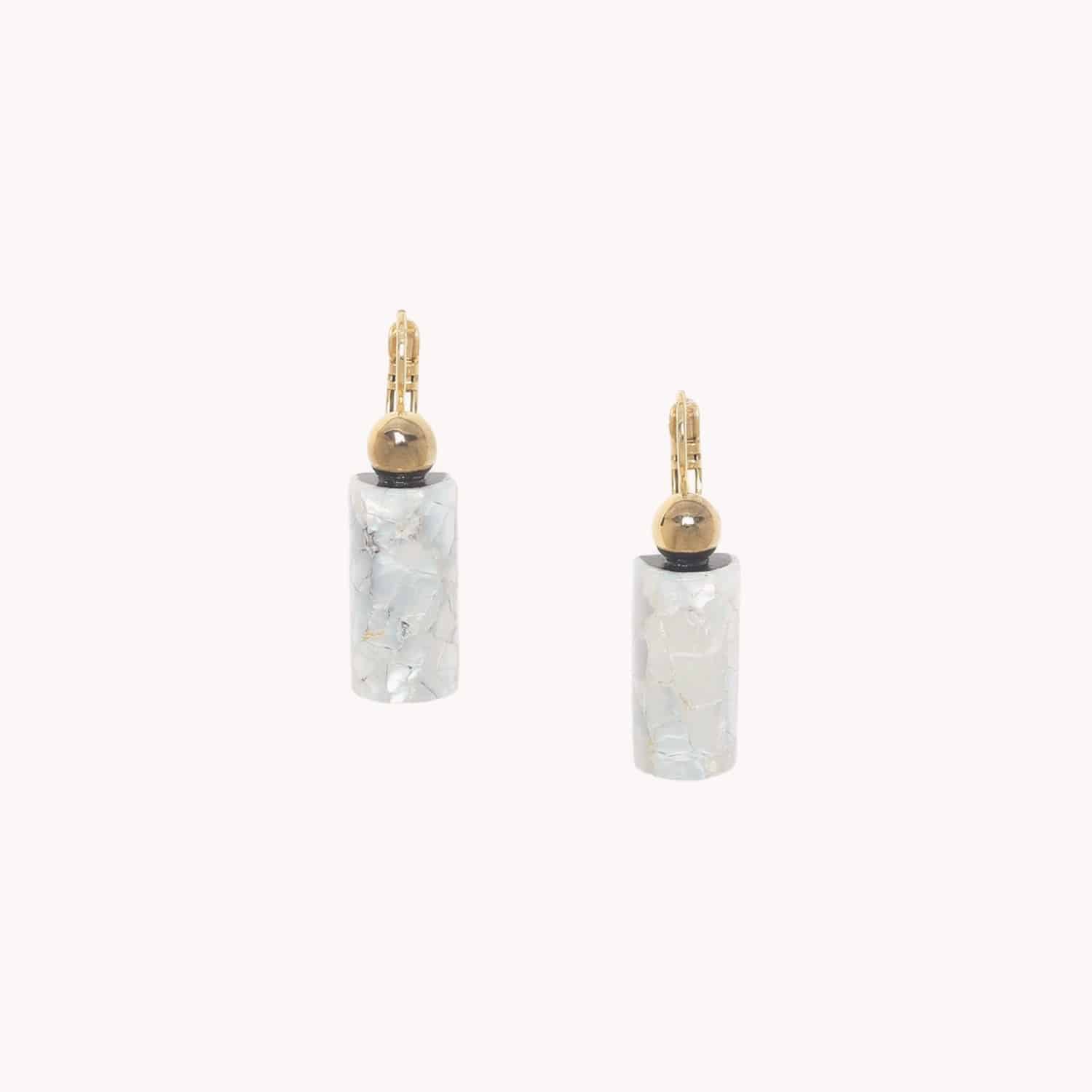 Détail nacre blanche boucles d'oreille 12--90596 Nature Bijoux