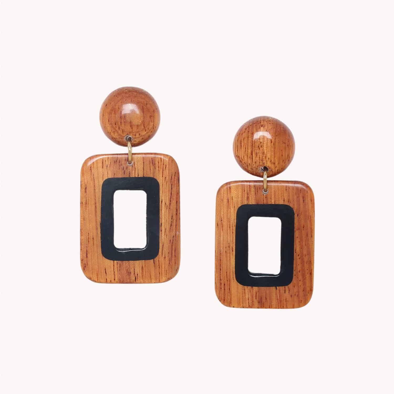 Boucles d'oreilles Cannelle bois bayong 12--90615 Nature Bijoux