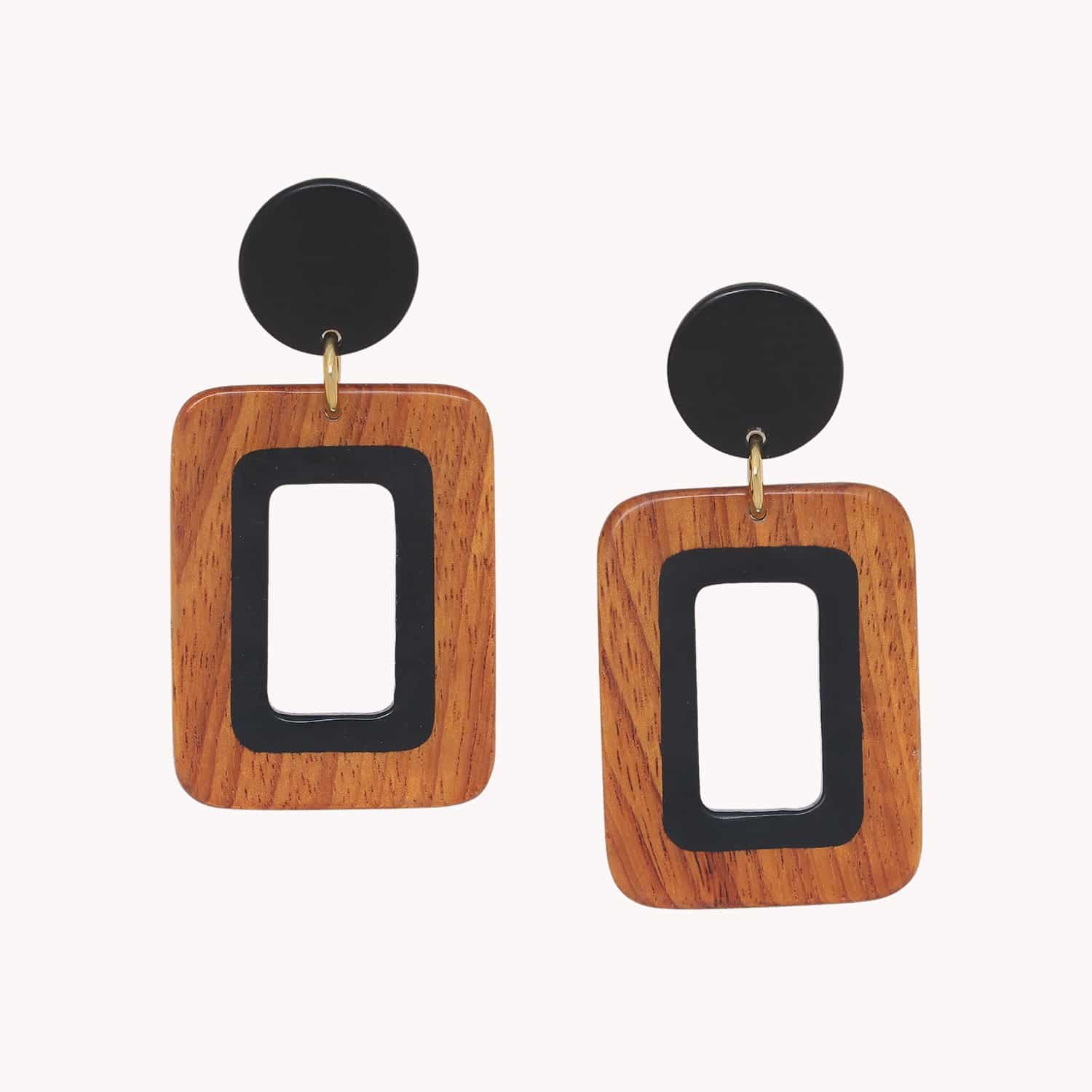 Boucles d'oreille Cannelle bois Bayong et corne 12--90616 Nature Bijoux