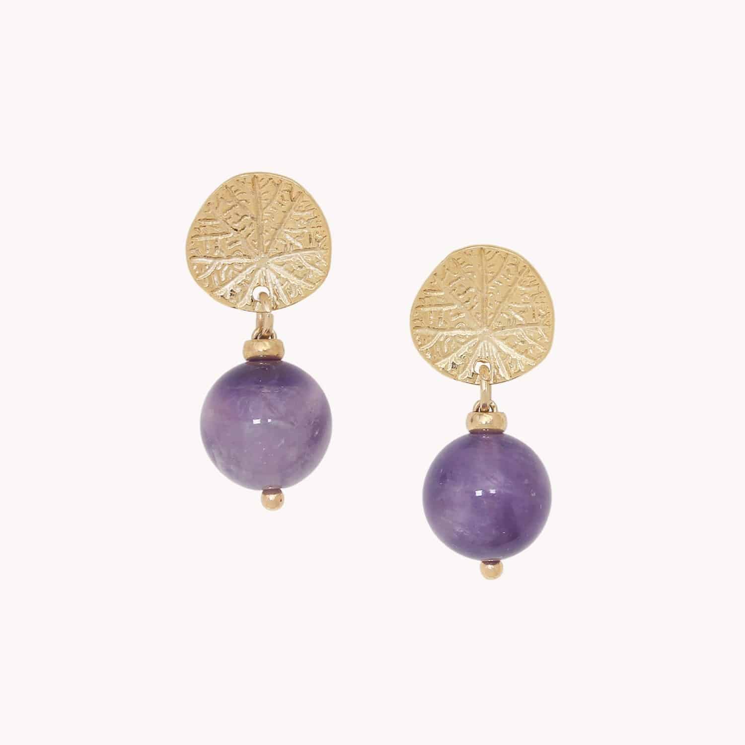 Boucles d'oreilles Minerama améthyste laiton 12--90630 Nature Bijoux