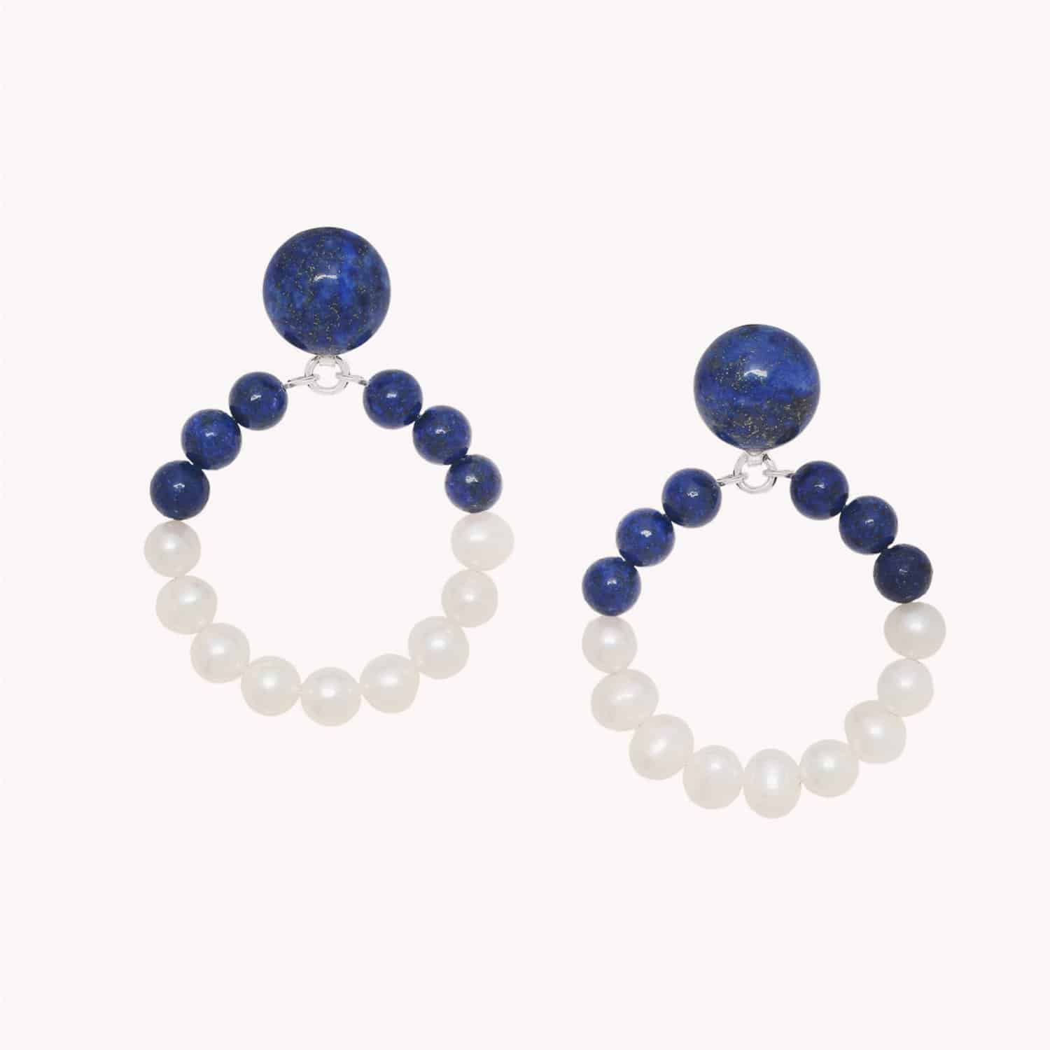 Boucles d'oreilles Pacifique perles de culture et lapis-lazuli 12--90653 Nature Bijoux