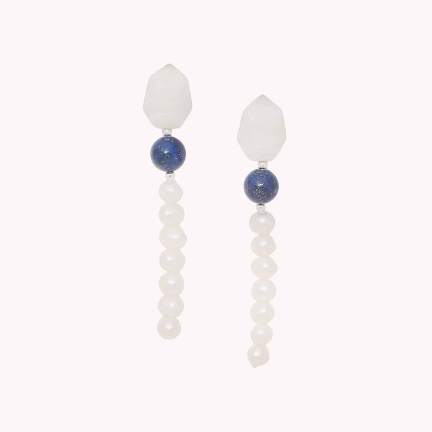 Boucles d'oreilles Pacifique Nacre, Lapis-lazuli, perles de culture 12--90658 Nature Bijoux