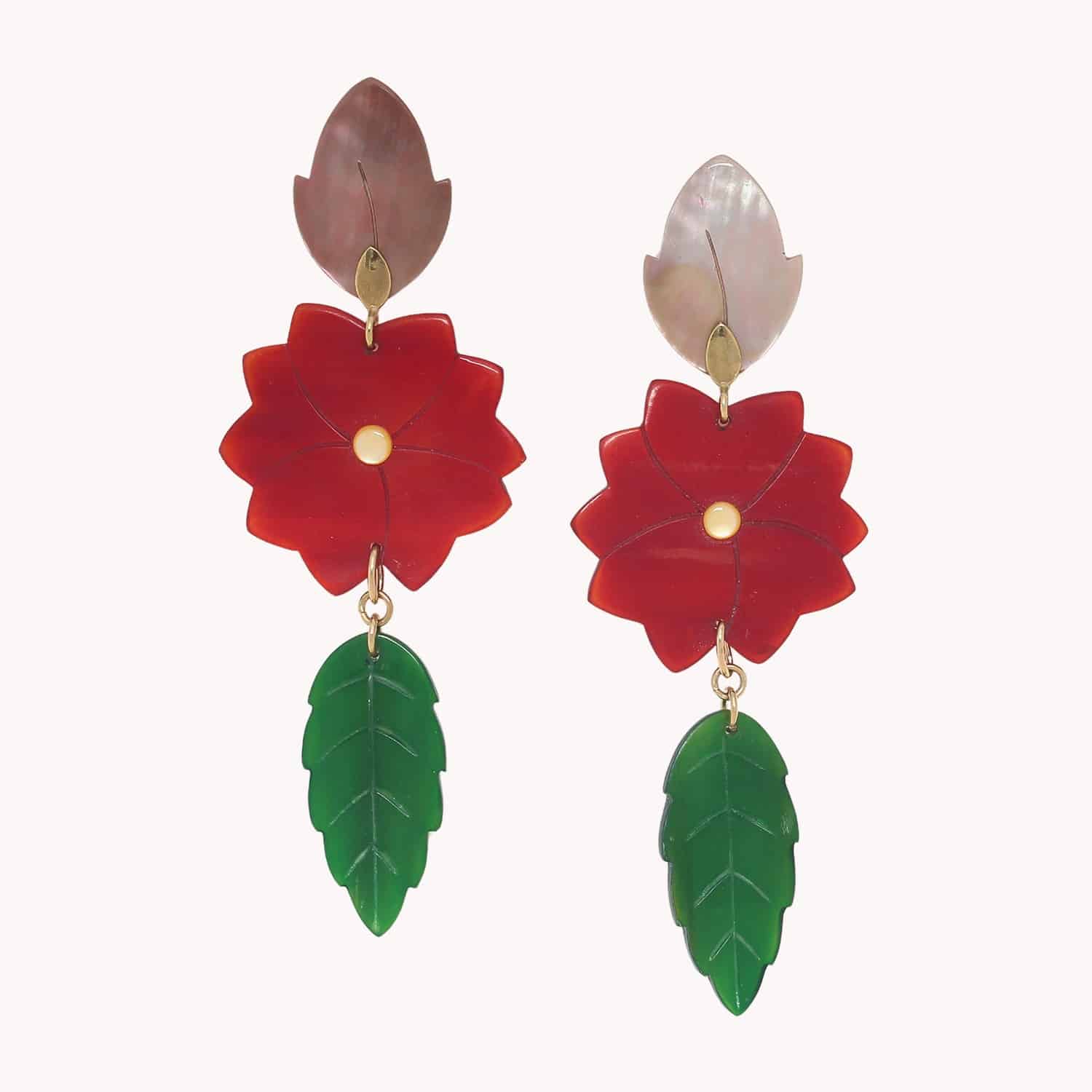 Boucles d'oreille Nature Bijoux Son Jardin nacre dorée corne 12--90670