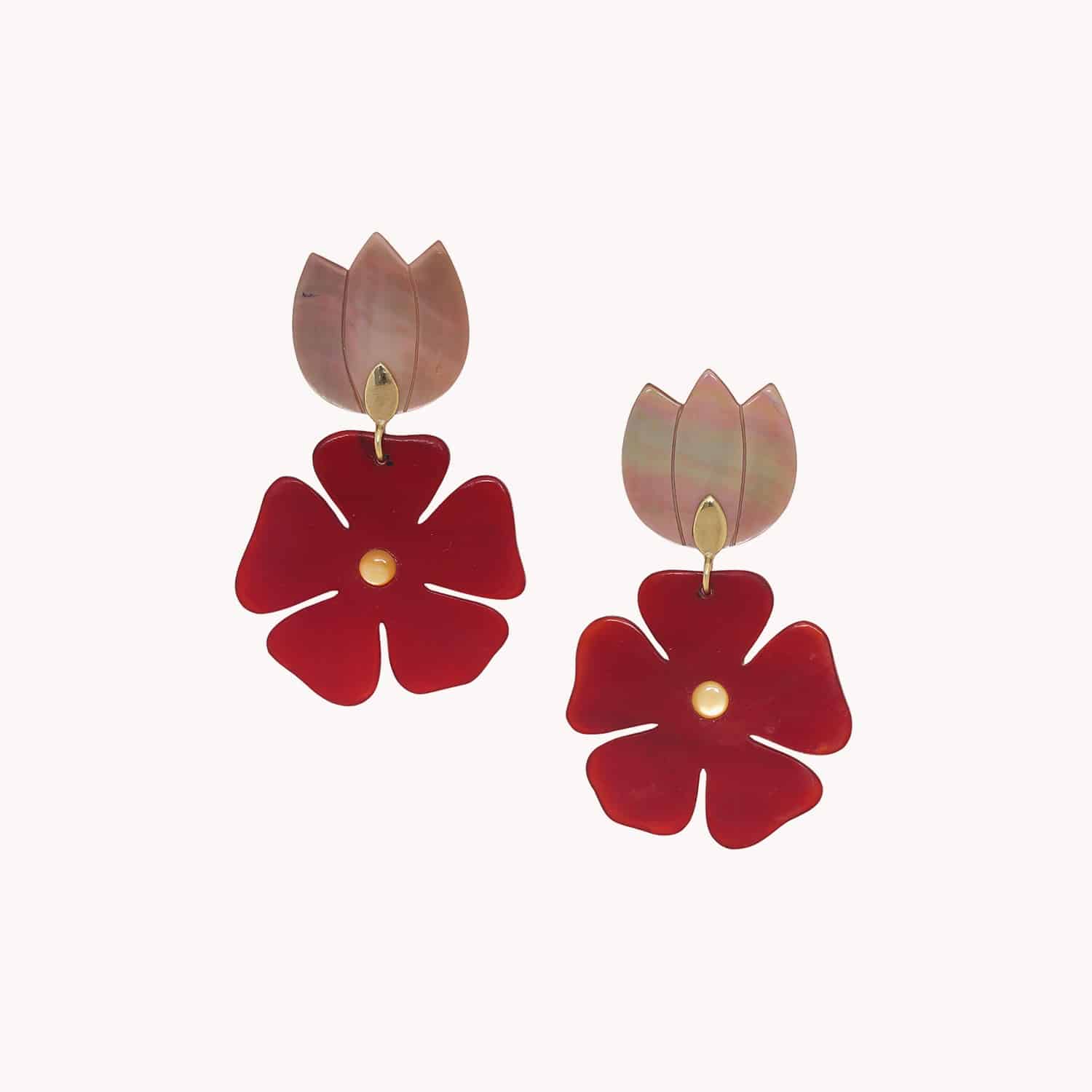 Boucles d'oreilles Son Jardin nacre brune corne 12--90671 Nature Bijoux