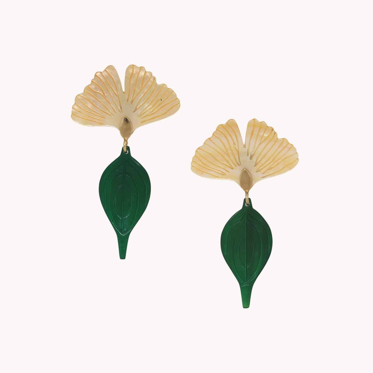 Boucles d'oreilles Son Jardin nacre et corne 12--90674 Nature Bijoux