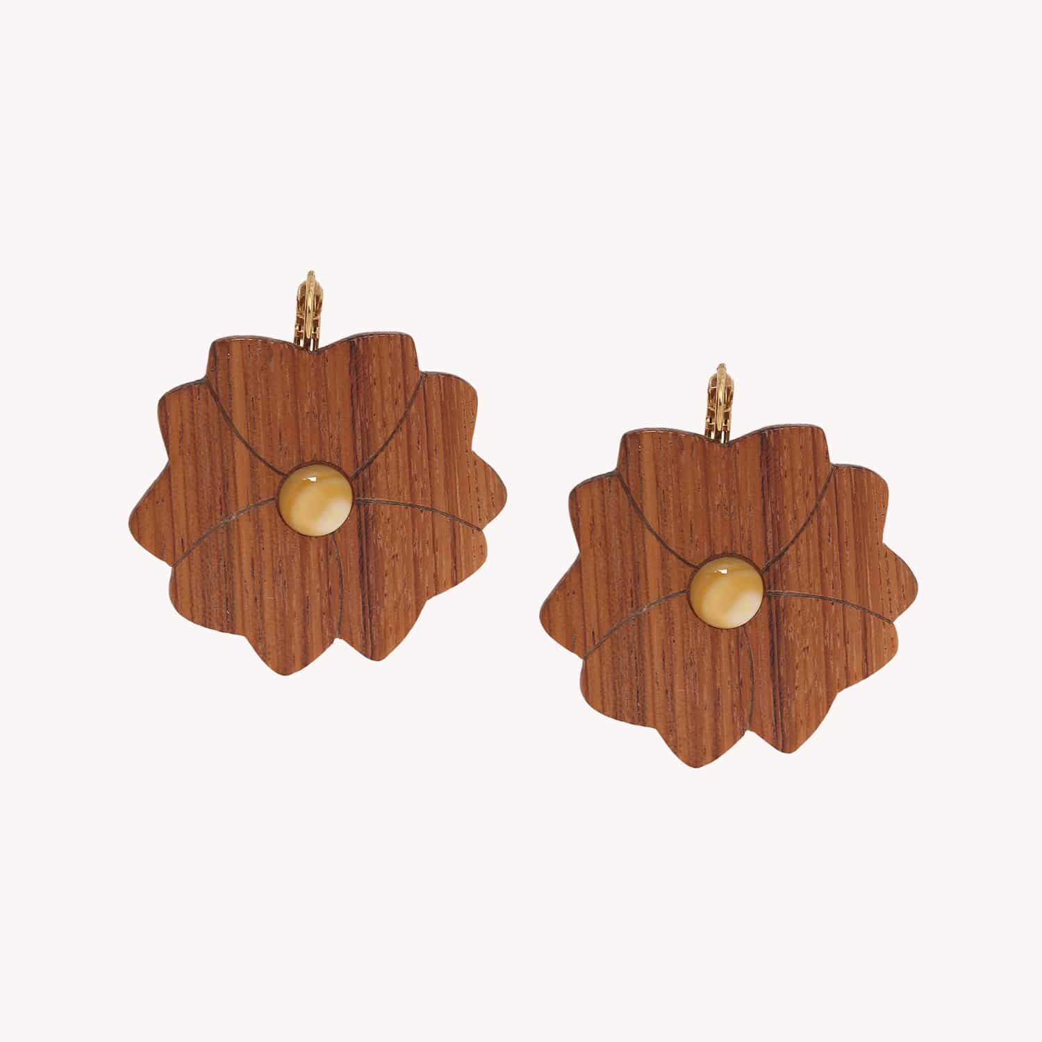 Boucles d'oreilles Nature Bijoux Son Jardin bois Bayong et nacre 12--90678