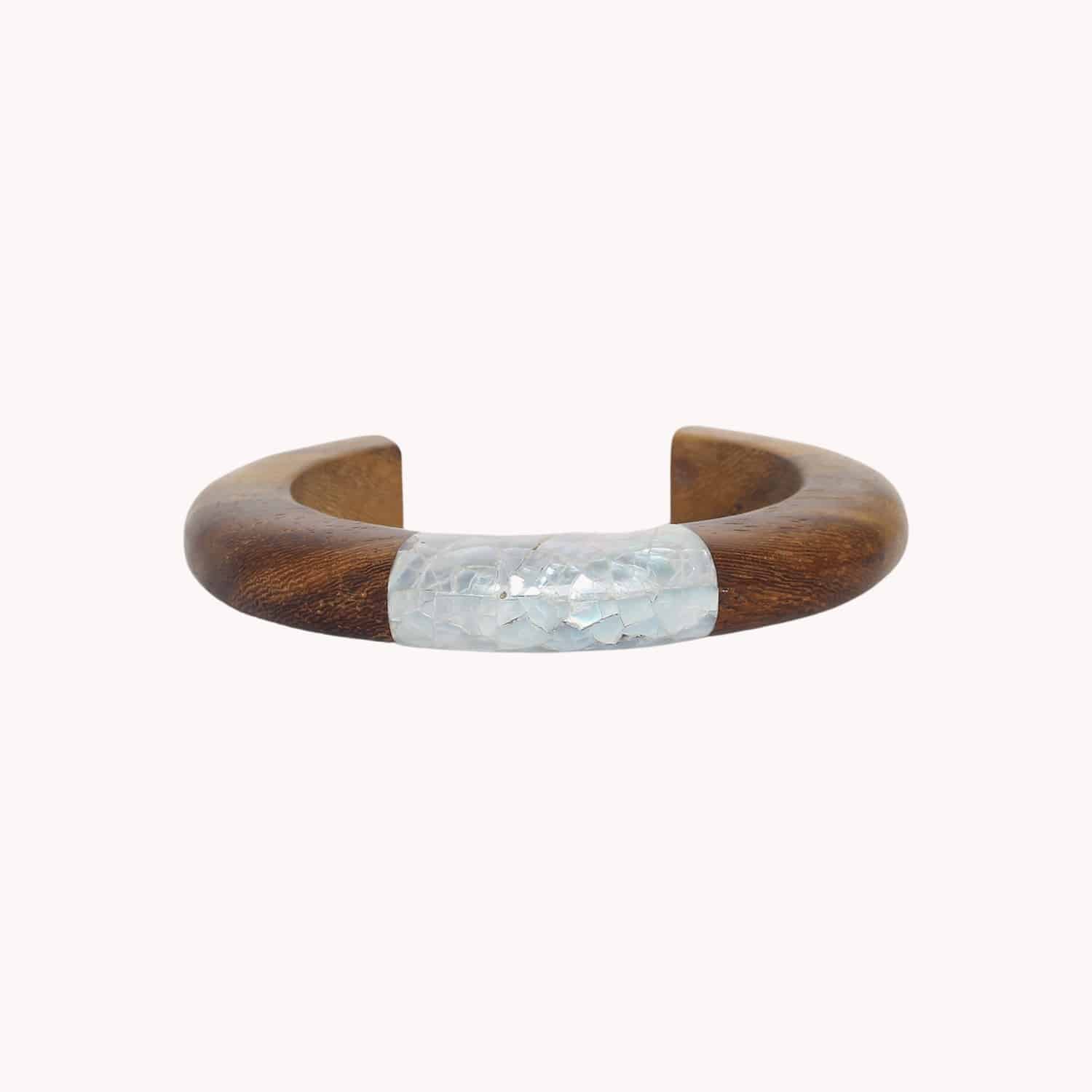 Bracelet Nature Bijoux Okawa bi-matière nacre et bois 13--44481
