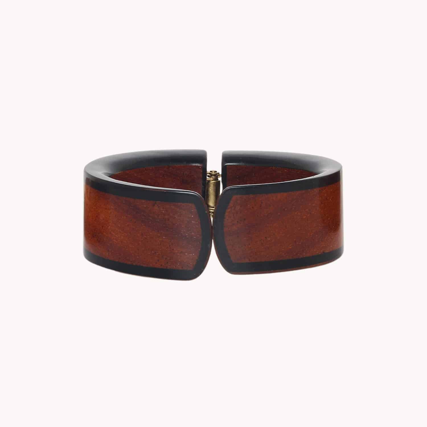 Bracelet Cannelle manchette ressort bois de bayong 13--44487 Nature Bijoux