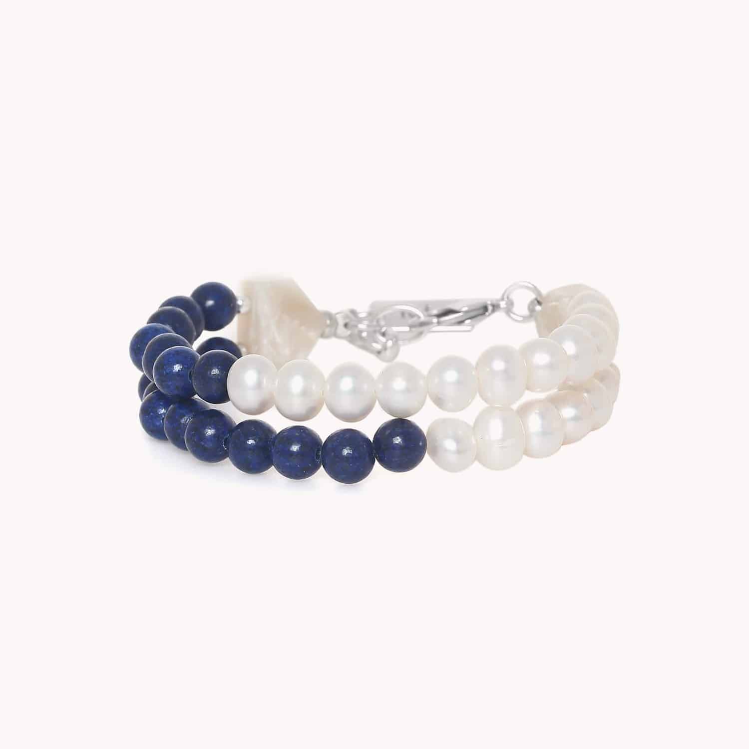 Bracelet nature bijoux Pacifique lapis-lazuli nacre perlière 13--44543