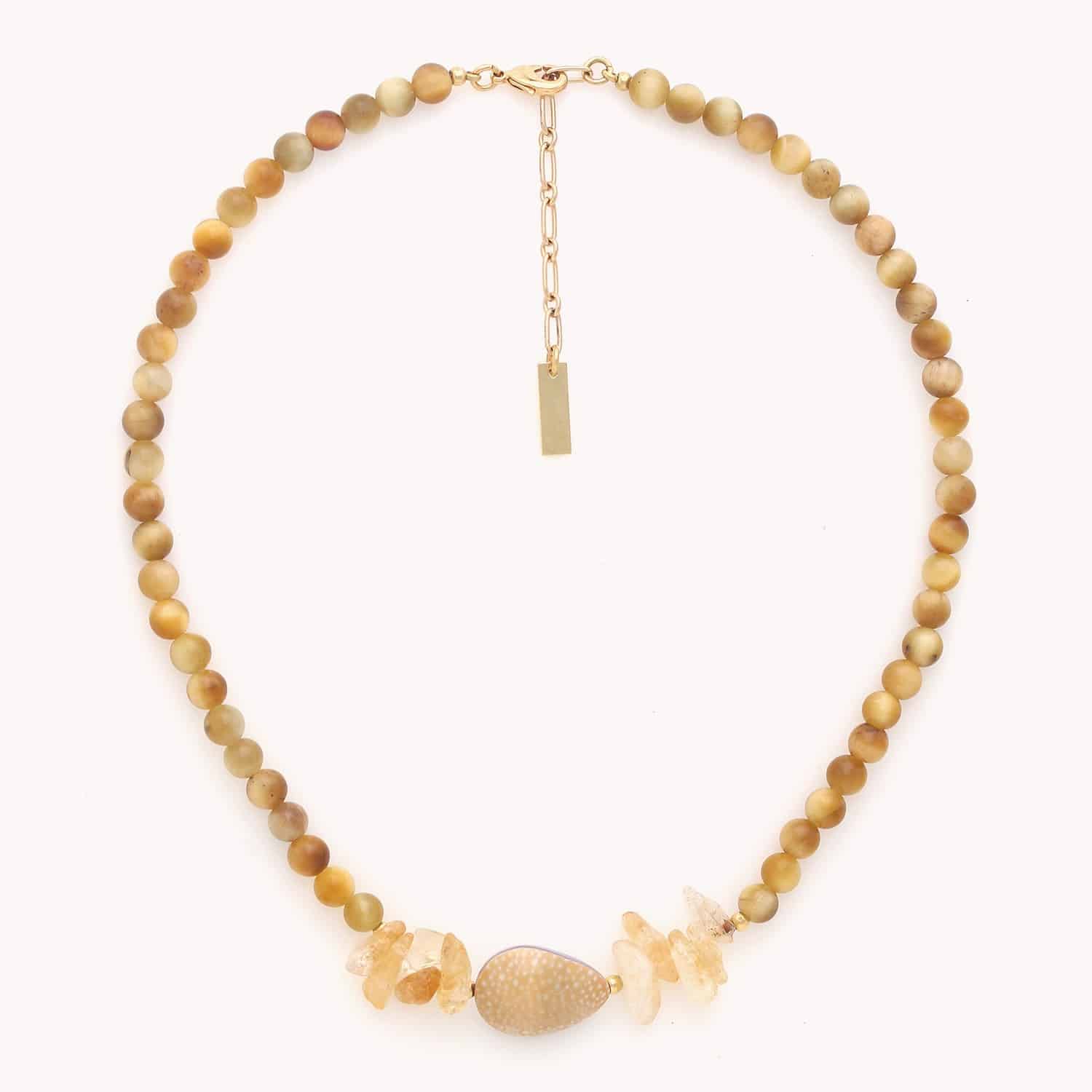 Collier Alegria Beach œil de tigre et laiton SKU 15--43701 Nature Bijoux