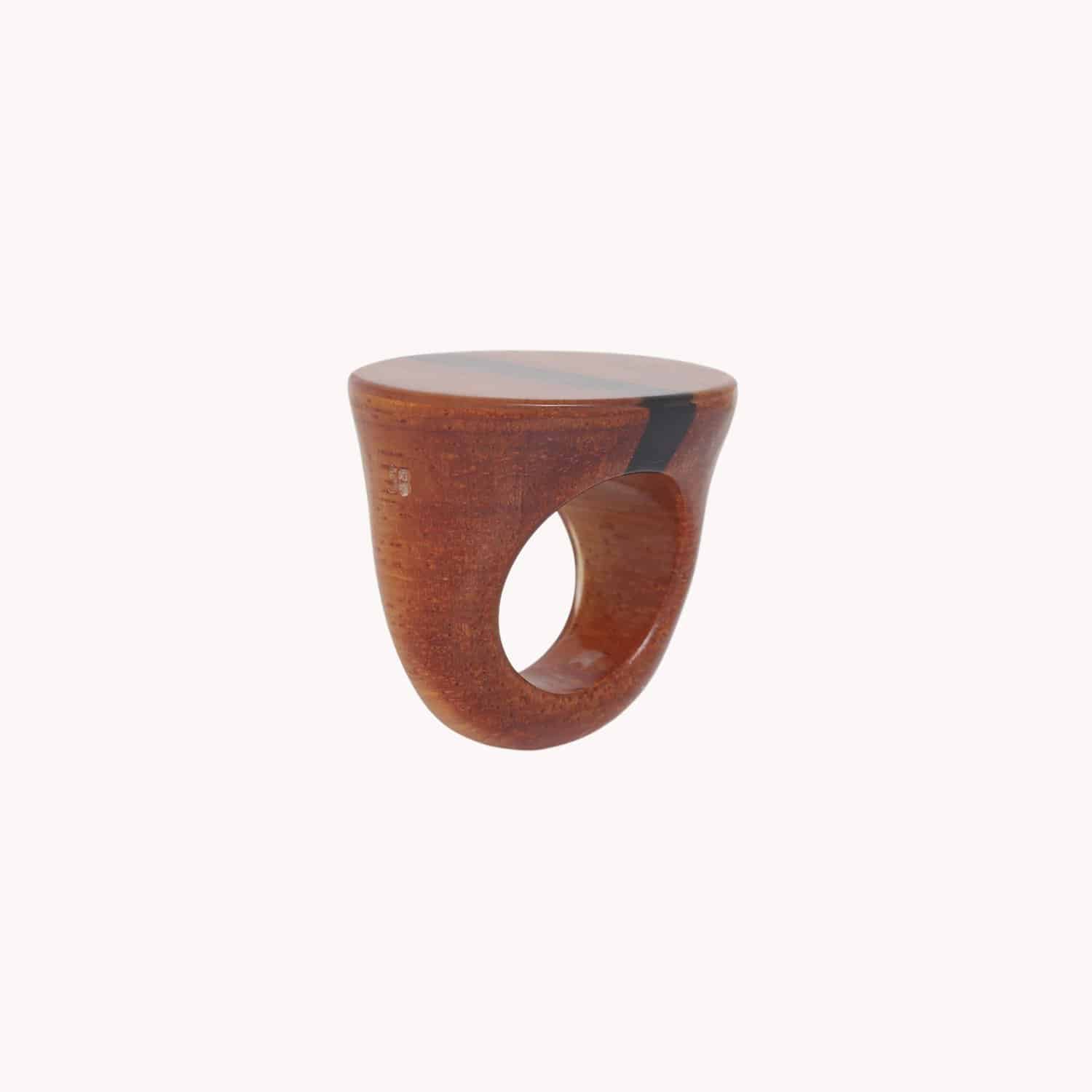 Détail bois de bayong bague ronde 19--25976 Nature Bijoux
