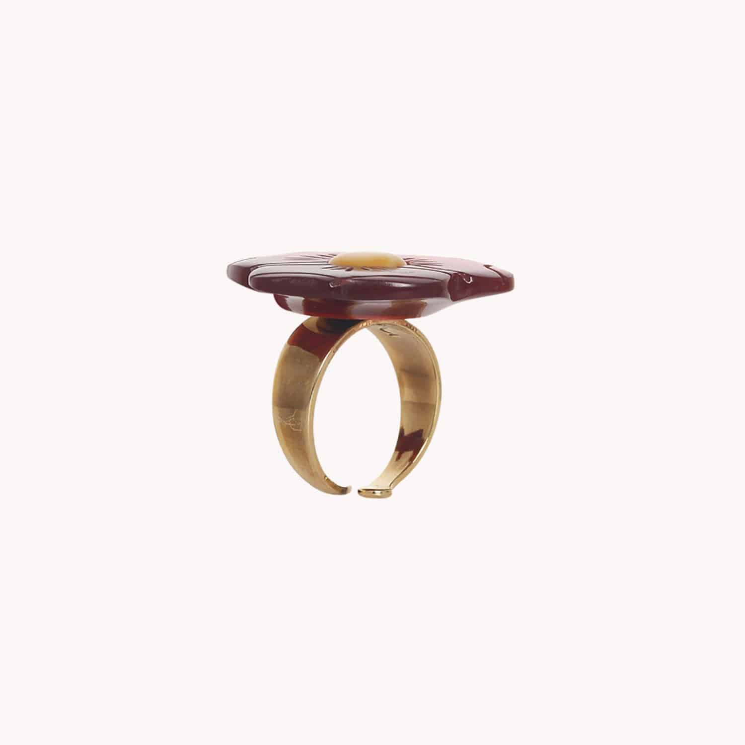 Bague Son Jardin détail petite fleur rouge 19--27002 Nature Bijoux
