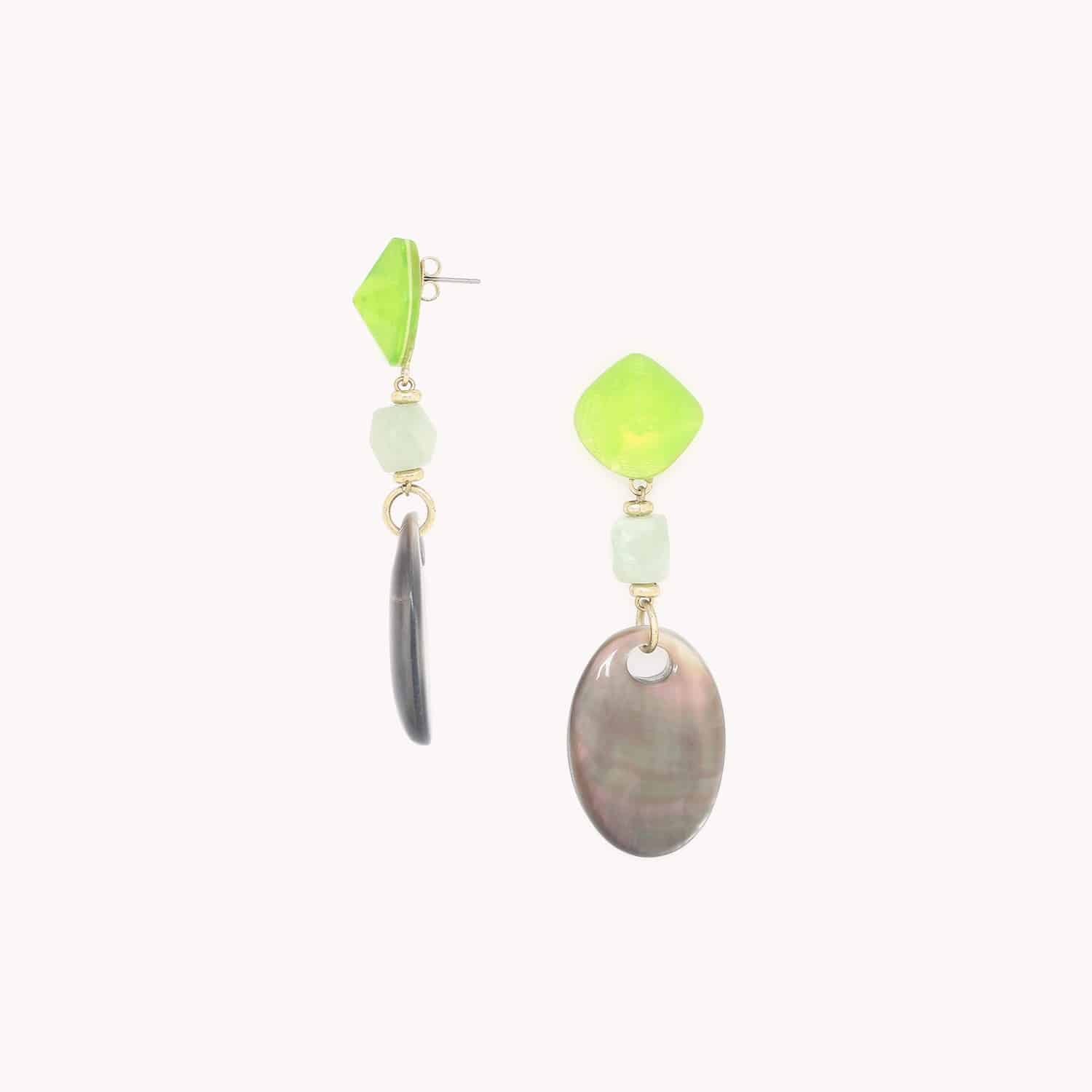 Boucles d'oreilles Nature Bijoux Combava perle de jade facettée 12--90405