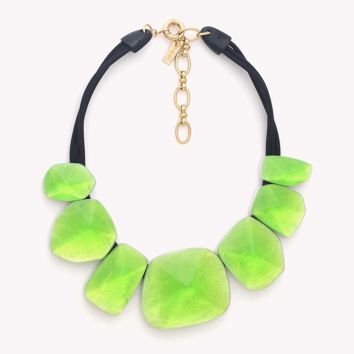 Collier plastron Combava vert agrume en coquillage capiz 15--43629 Nature Bijoux
