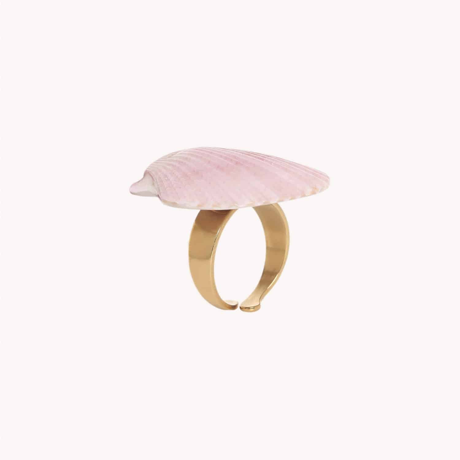 Détail coquillage rose bague ajustable 19--25956 Nature Bijoux