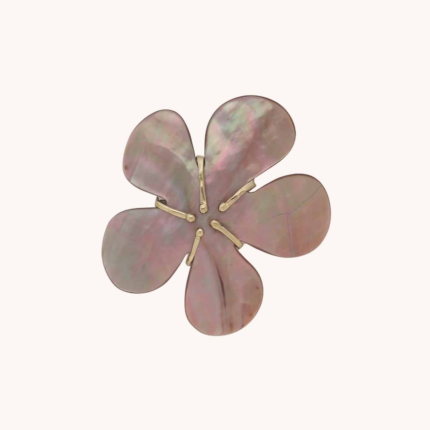 Broche Nature Bijoux Florea fleur nacre brune 10--23950