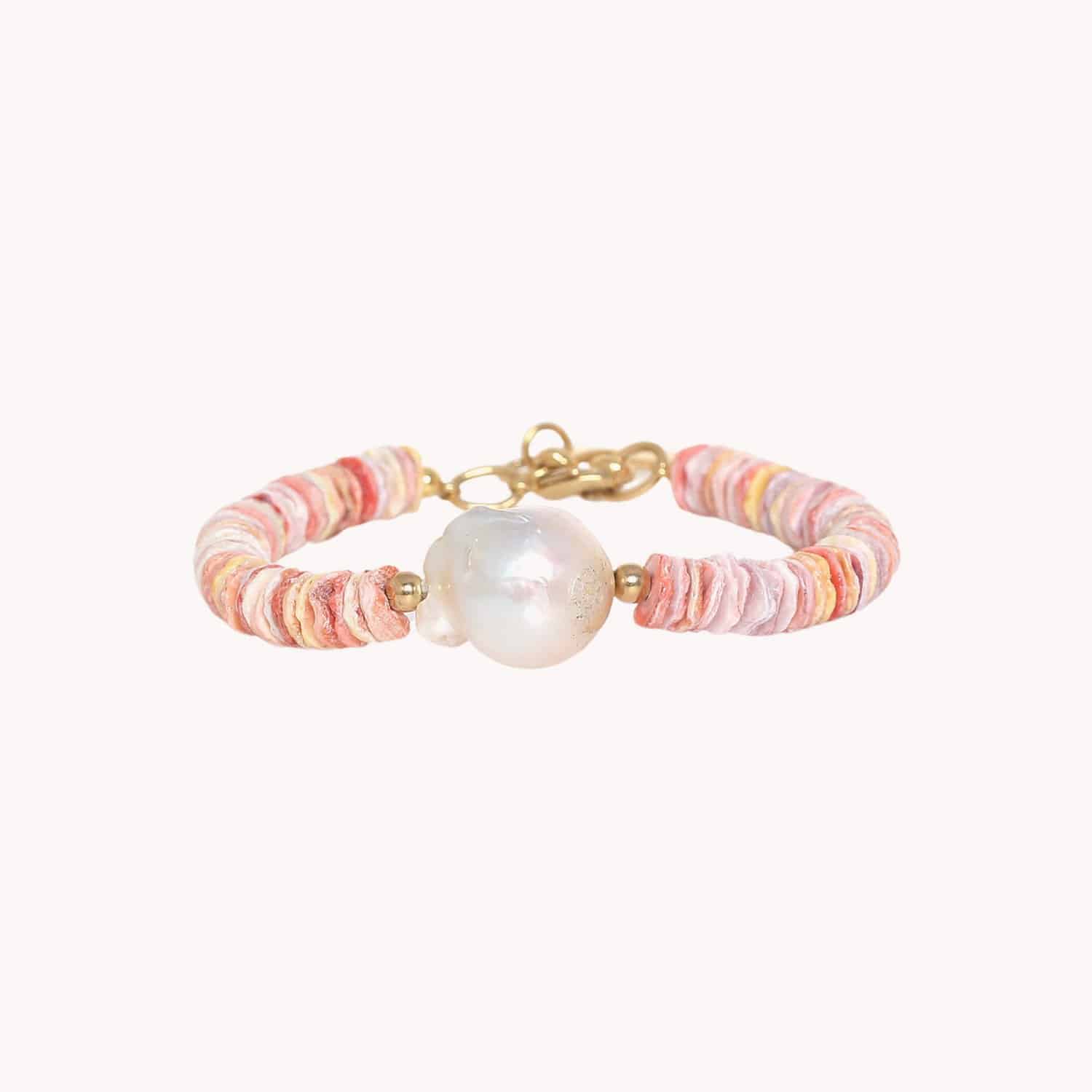 Bracelet Spiaggia Rosa en coquillages et perles de culture 13--44452 Nature Bijoux