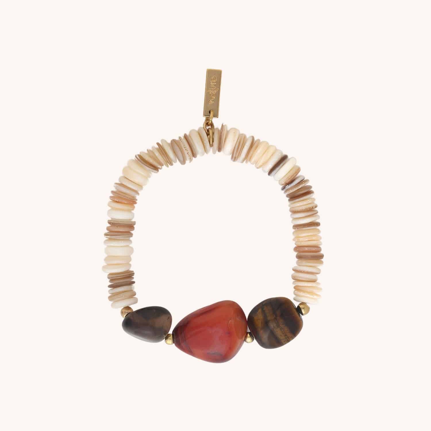 Détail bracelet Cailloux agate et oeil de tigre 13--44501 Nature Bijoux