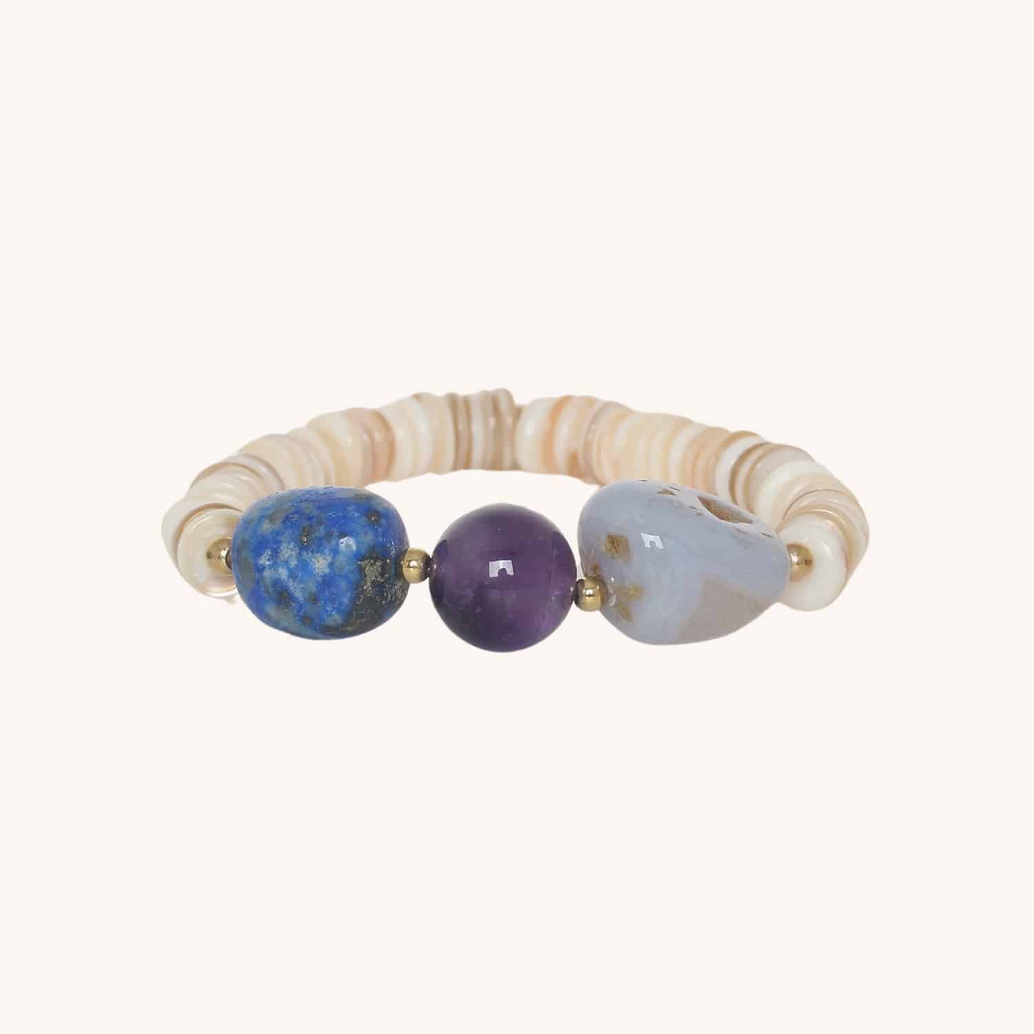 Bracelet Cailloux lapis et améthyste 13--44502 Nature Bijoux