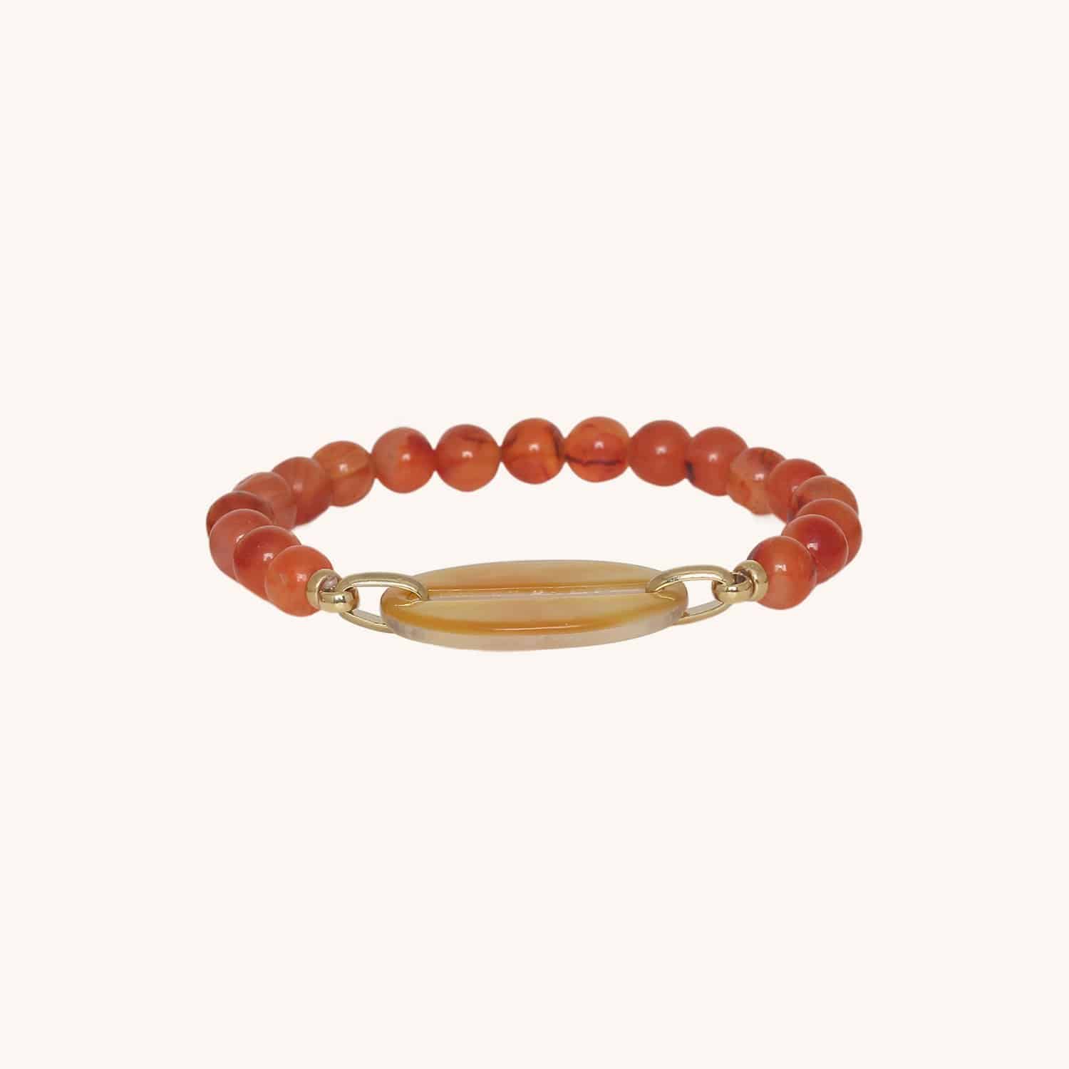 Bracelet Nature Bijoux Ellipse Nacre Dorée Cornaline 13--44532