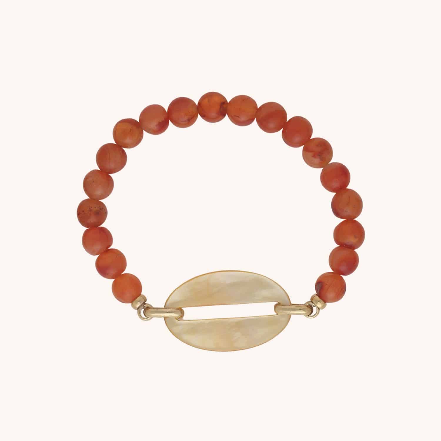Détail bracelet extensible nacre dorée cornaline 13--44532 Nature Bijoux