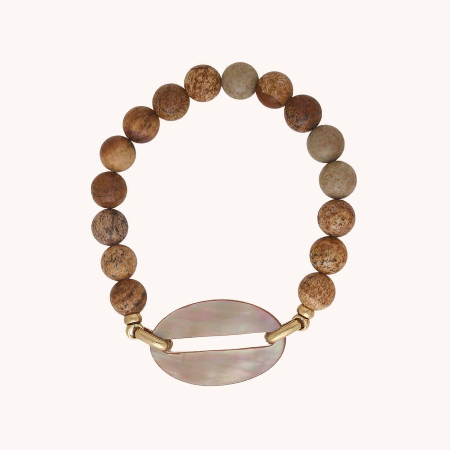 Détail nacre brune jaspe paysager 13--44533 Nature Bijoux