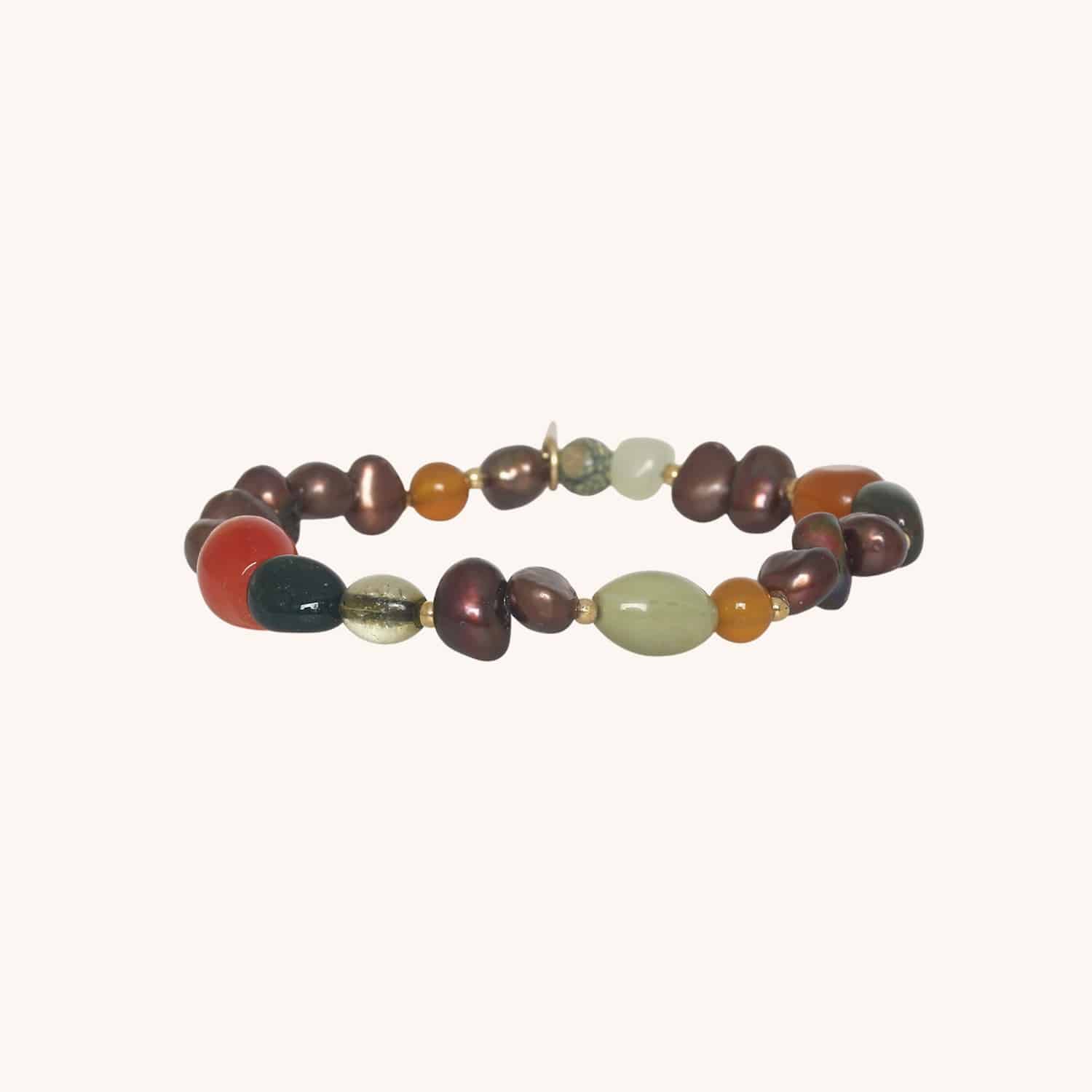 Bracelet Palawan en pierres et perles d'eau douce marron 13--44565 Nature Bijoux