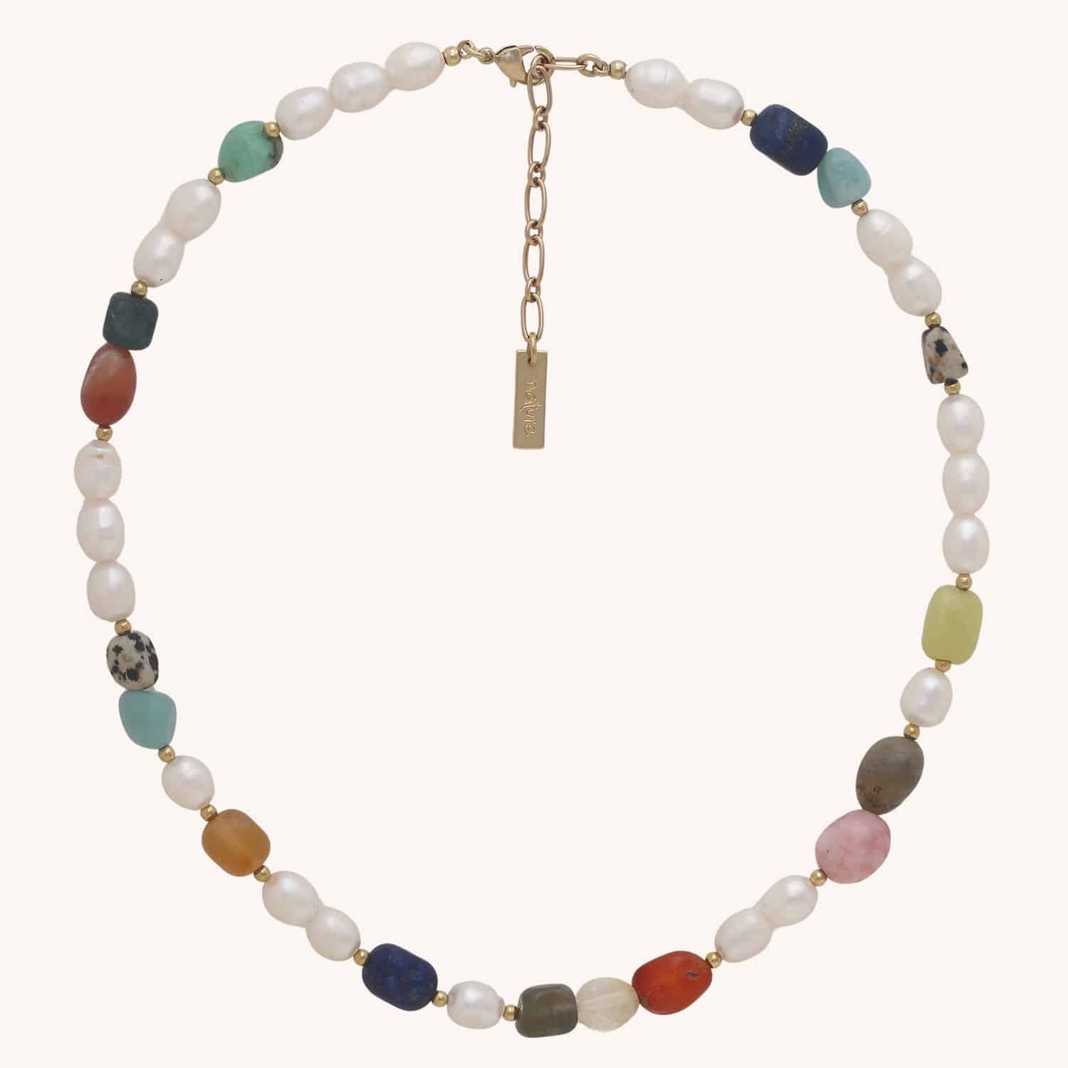 Collier Nature Bijoux Palawan mix pierres et perles d'eau douce 15--43830