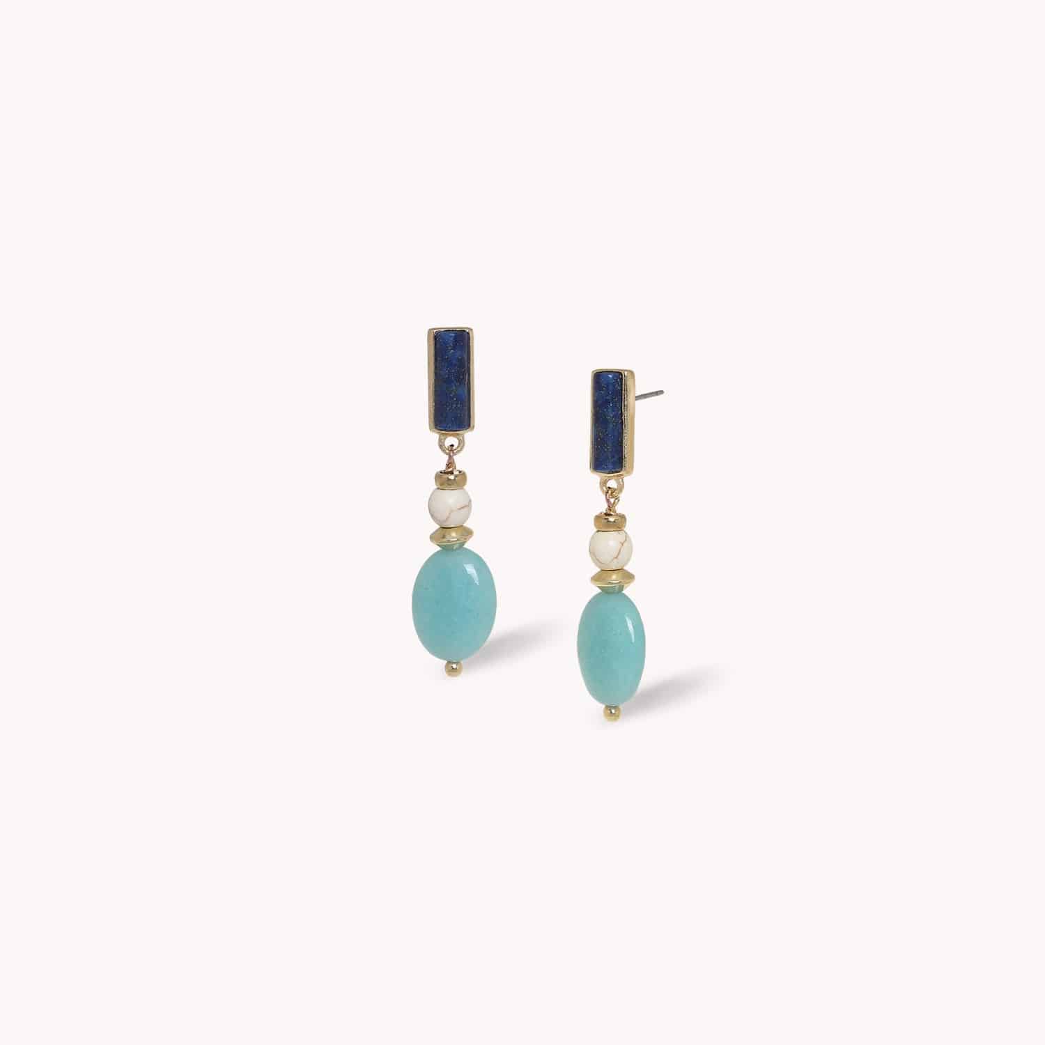 Boucles d'oreilles Nature Bijoux Jungle pampille amazonite 12--90700
