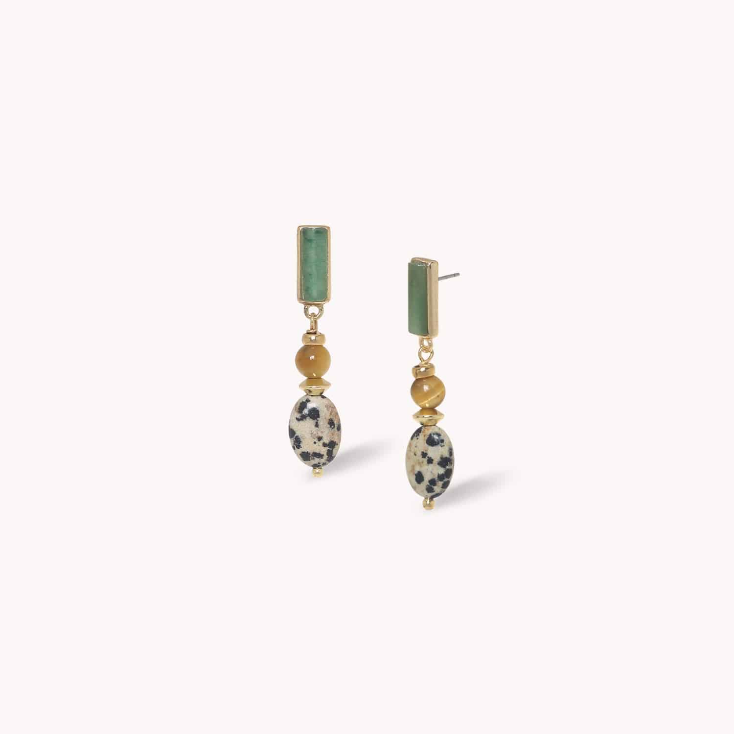 Boucles d'oreilles Nature Bijoux Jungle Jaspe Dalmatien 12--90701