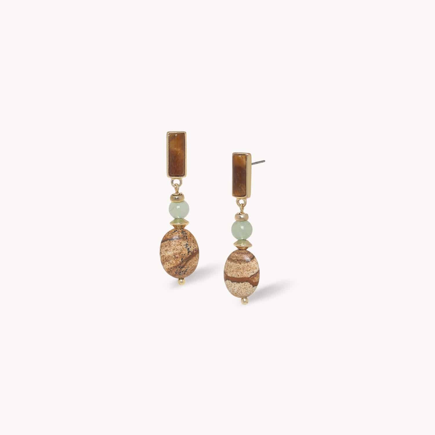 Boucles d'oreilles Nature Bijoux Jungle Jaspe Paysager 12--90702