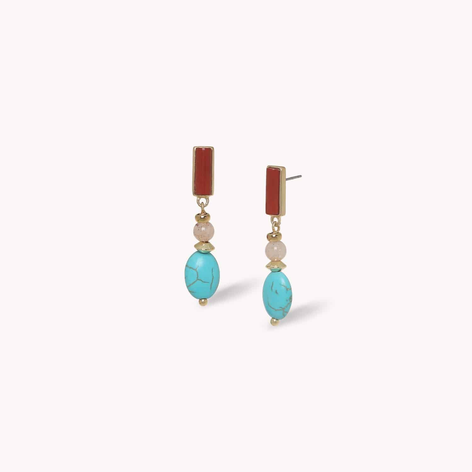 Boucles d'oreilles Jungle howlite bleue 12--90703 Nature Bijoux