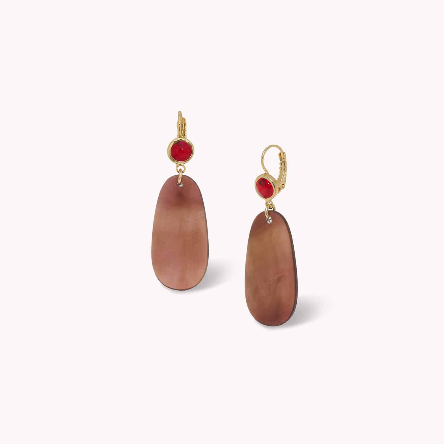 Boucles d'oreille Pacifico nacre grenat 12--90822 Nature Bijoux