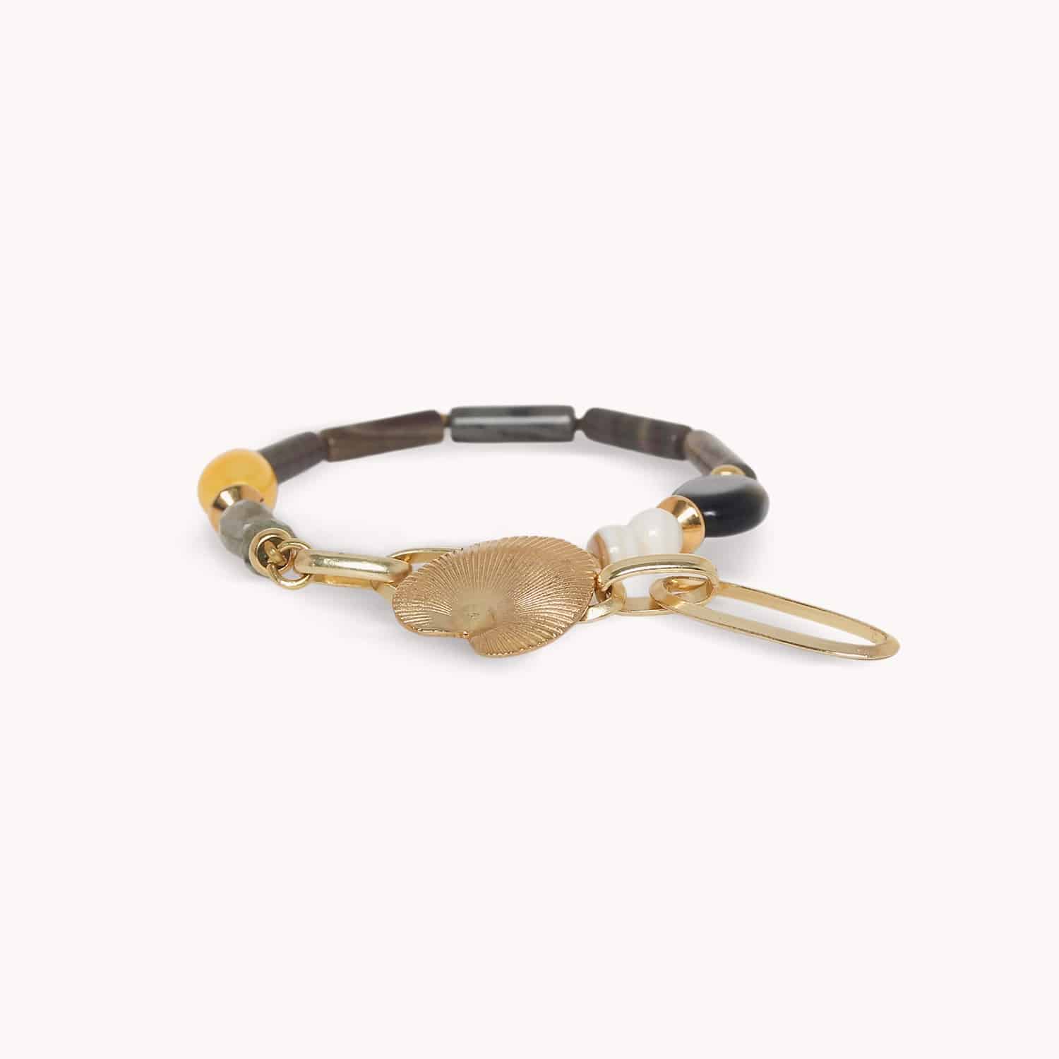 Bracelet Nature Bijoux Jungle jaspe argenté et onyx 13--44615