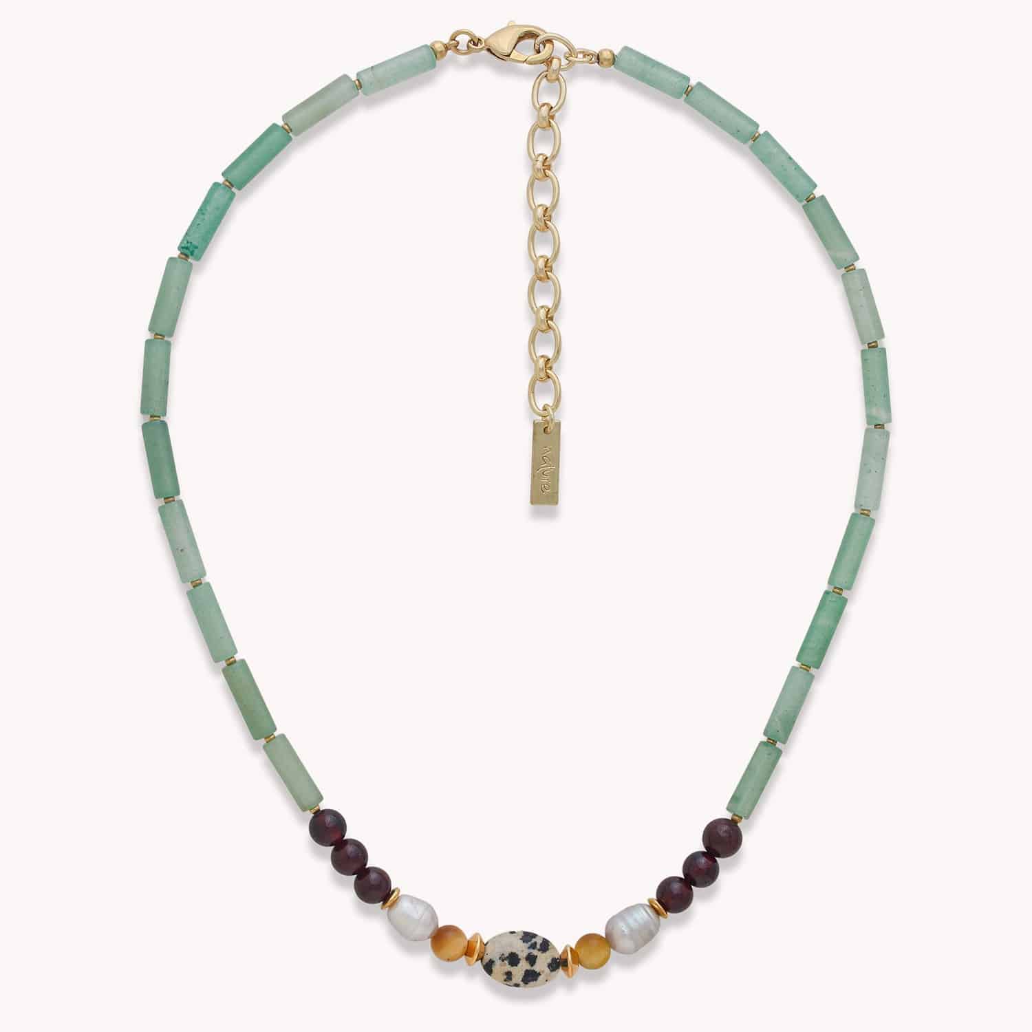 Collier Jungle pierres aventurine grenat jaspe dalmatien Nature Bijoux 15--43871