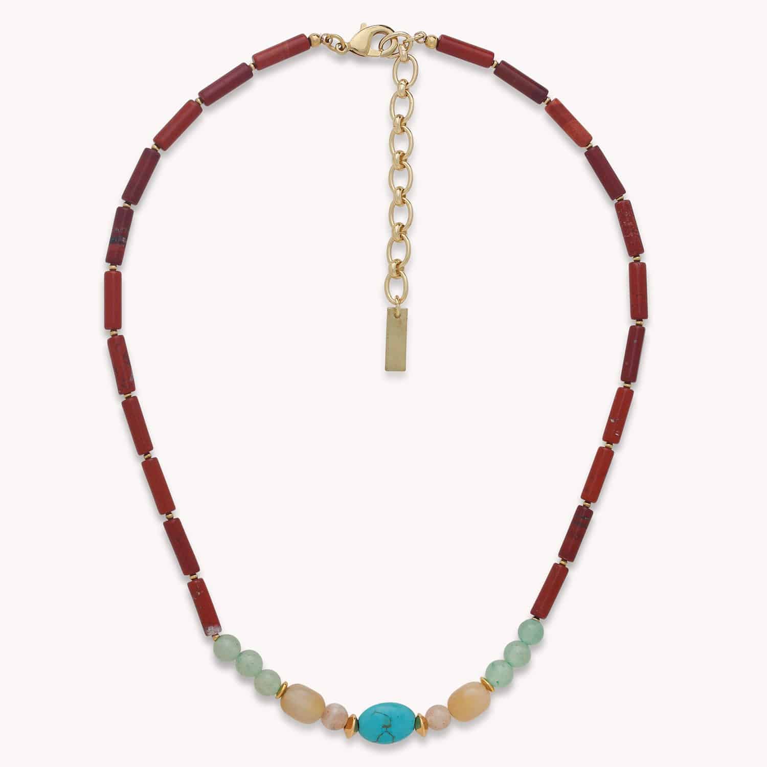 Collier Jungle jaspe brique aventurine howlite 15--43873 Nature Bijoux