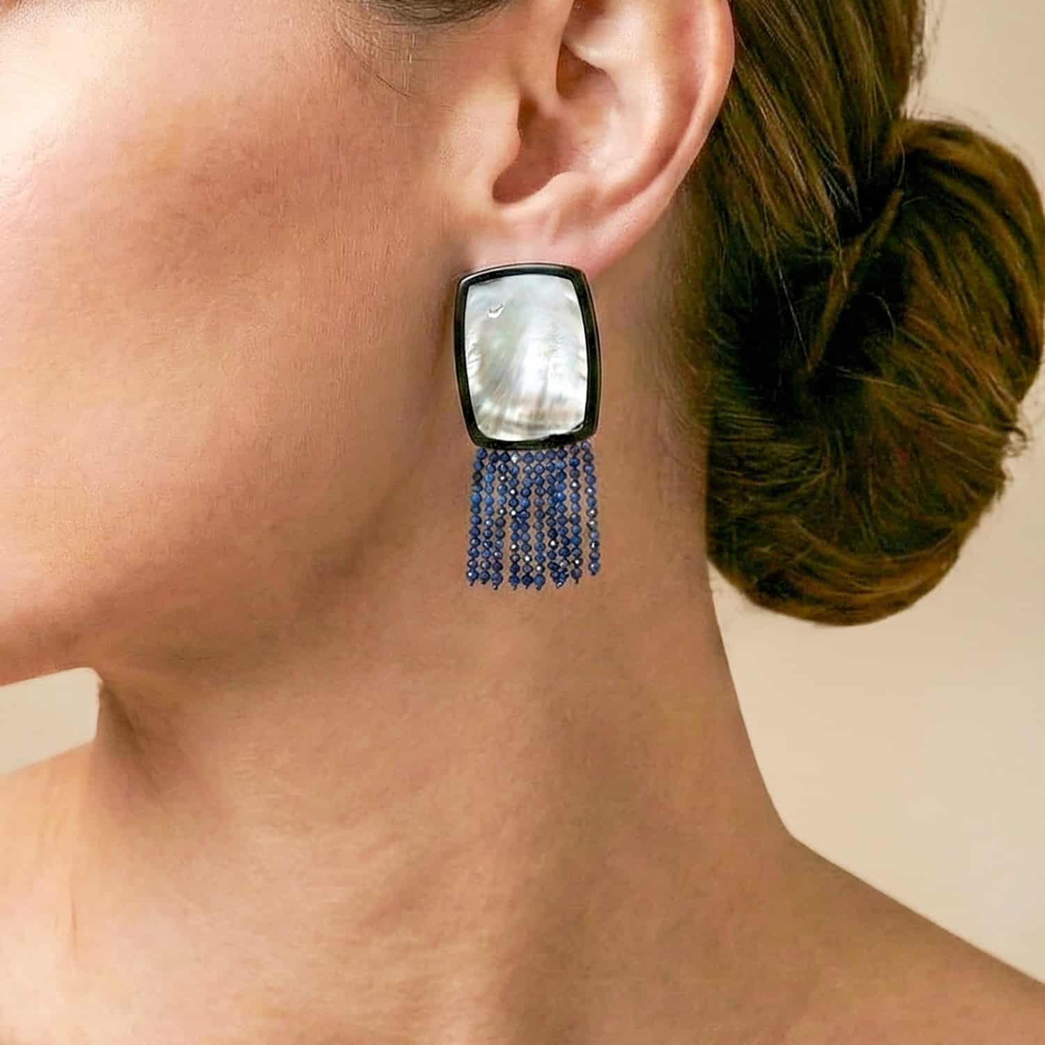 Boucles d'oreilles Calypso détail lapis-lazuli 12--90724 Nature Bijoux