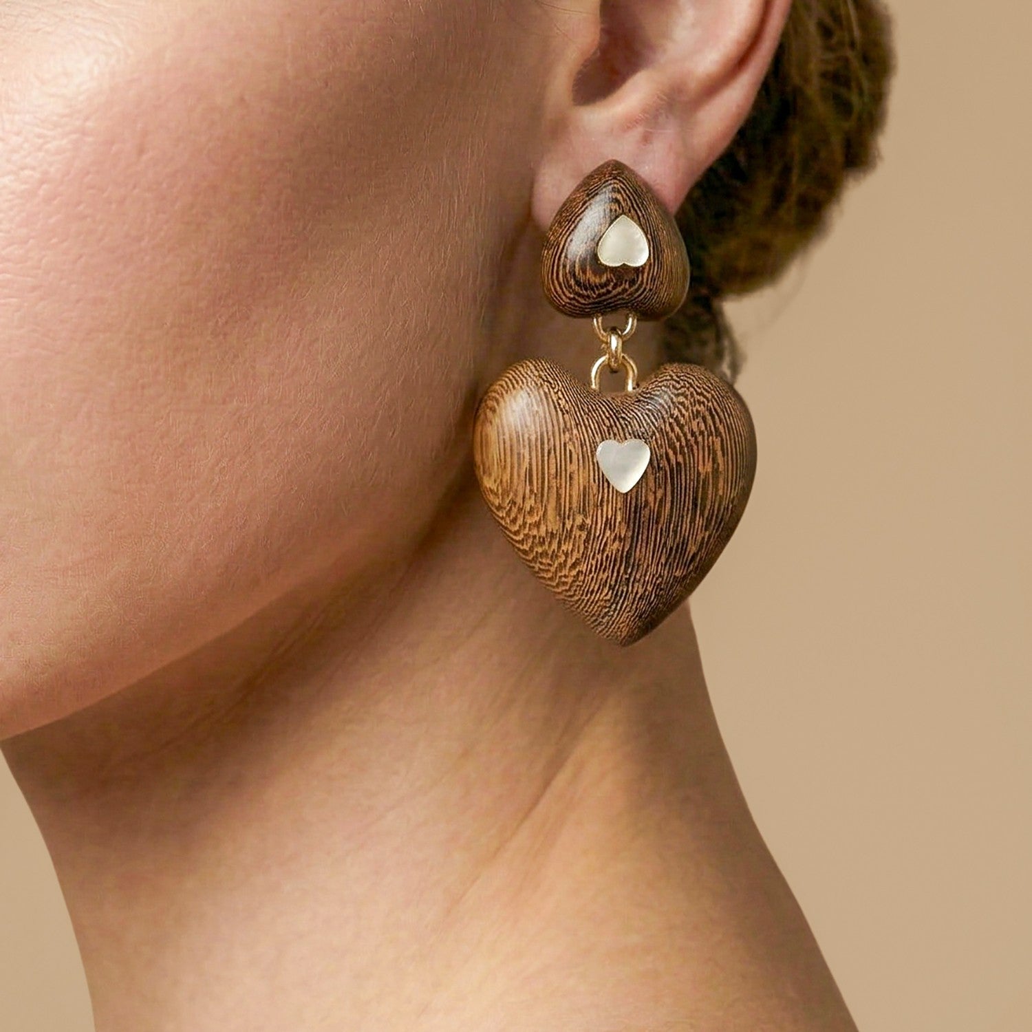 Détail bois de roblès double coeur 12--90751 Nature Bijoux
