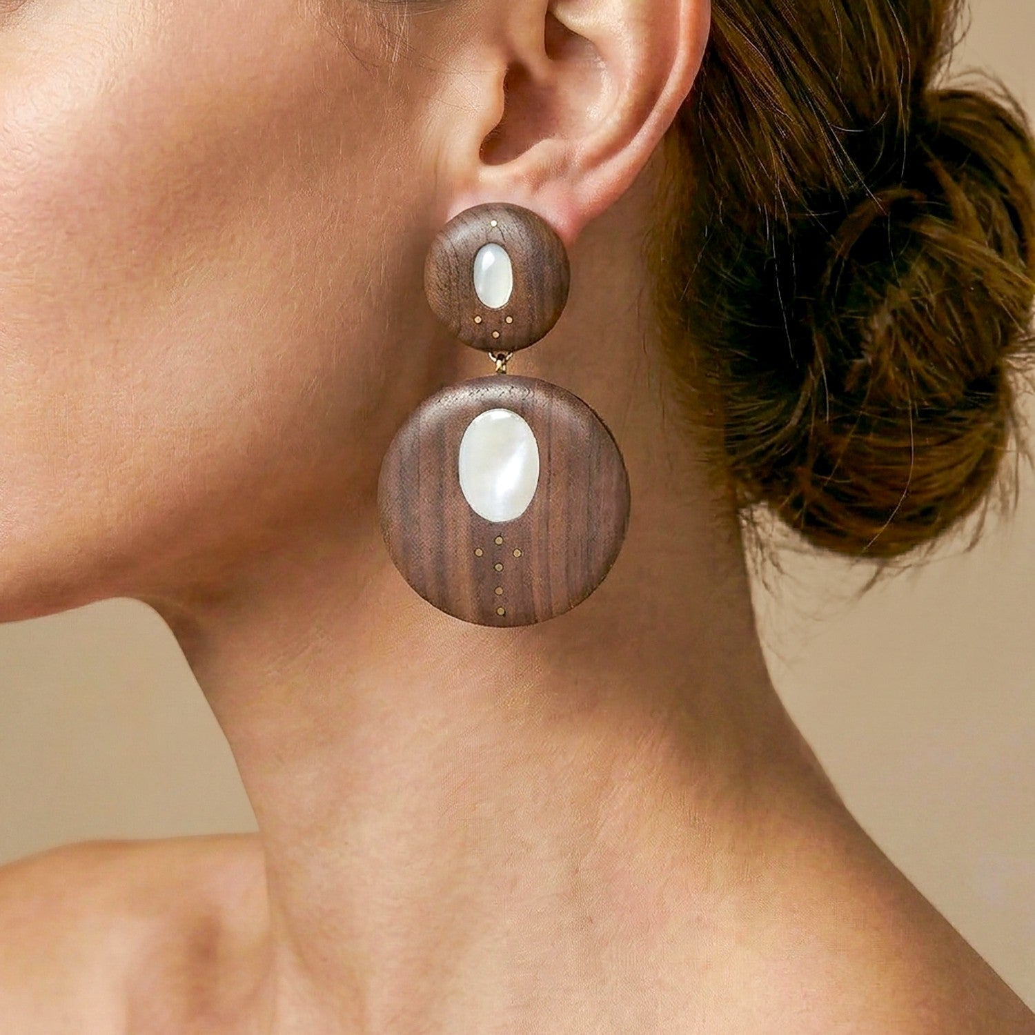 Boucles d'oreilles Nature Bijoux Oman porté détail laiton 12--90794